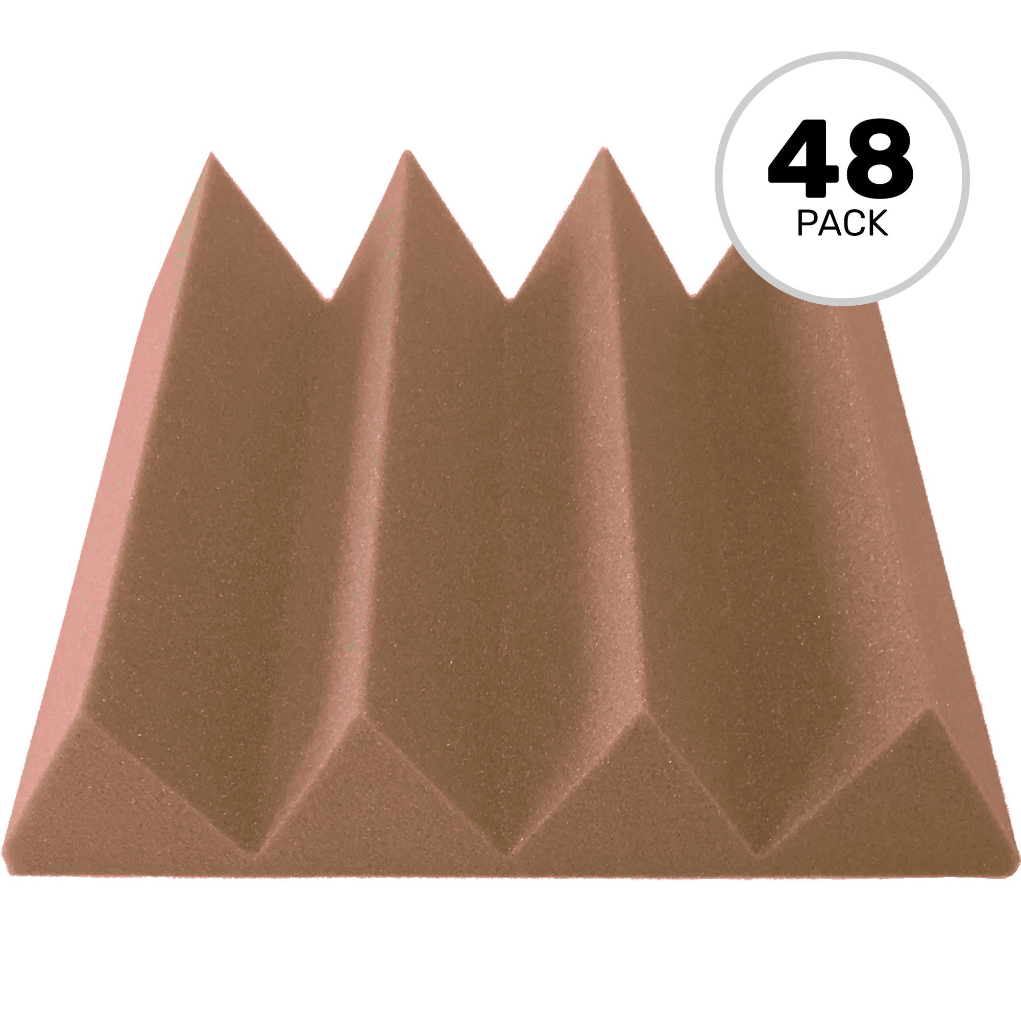 Performance Audio 12" x 12" x 3" Wedge Acoustic Foam Tile (Brown, 48 Pack)