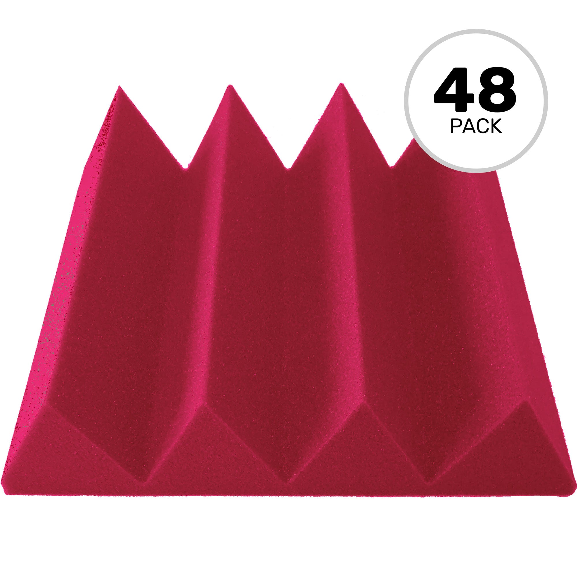 Performance Audio 12" x 12" x 3" Wedge Acoustic Foam Tile (Burgundy, 48 Pack)