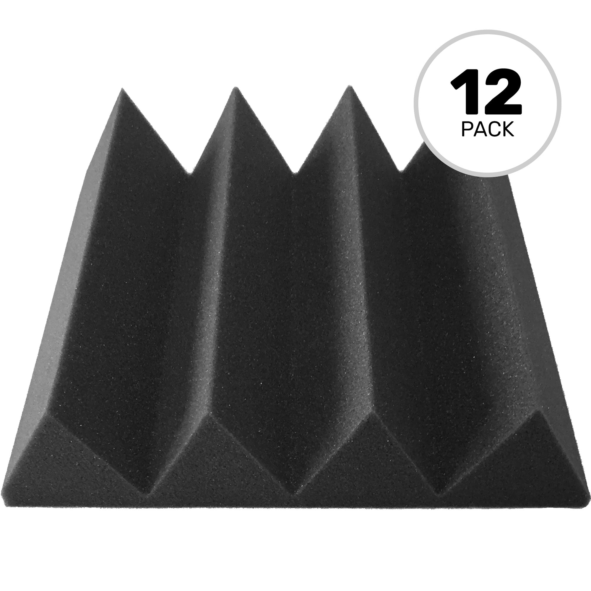 Performance Audio 12" x 12" x 3" Wedge Acoustic Foam Tile (Charcoal, 12 Pack)