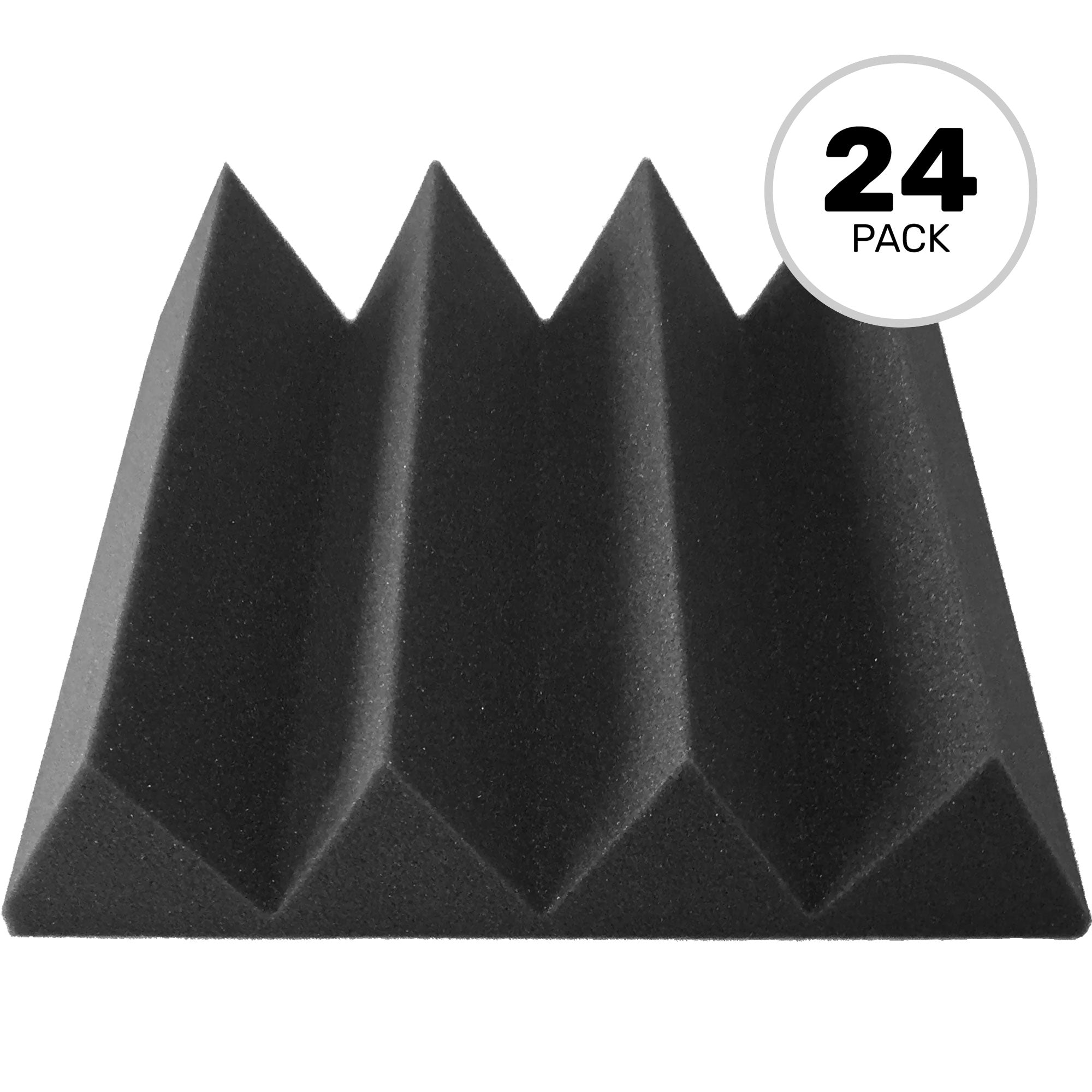 Performance Audio 12" x 12" x 3" Wedge Acoustic Foam Tile (Charcoal, 24 Pack)