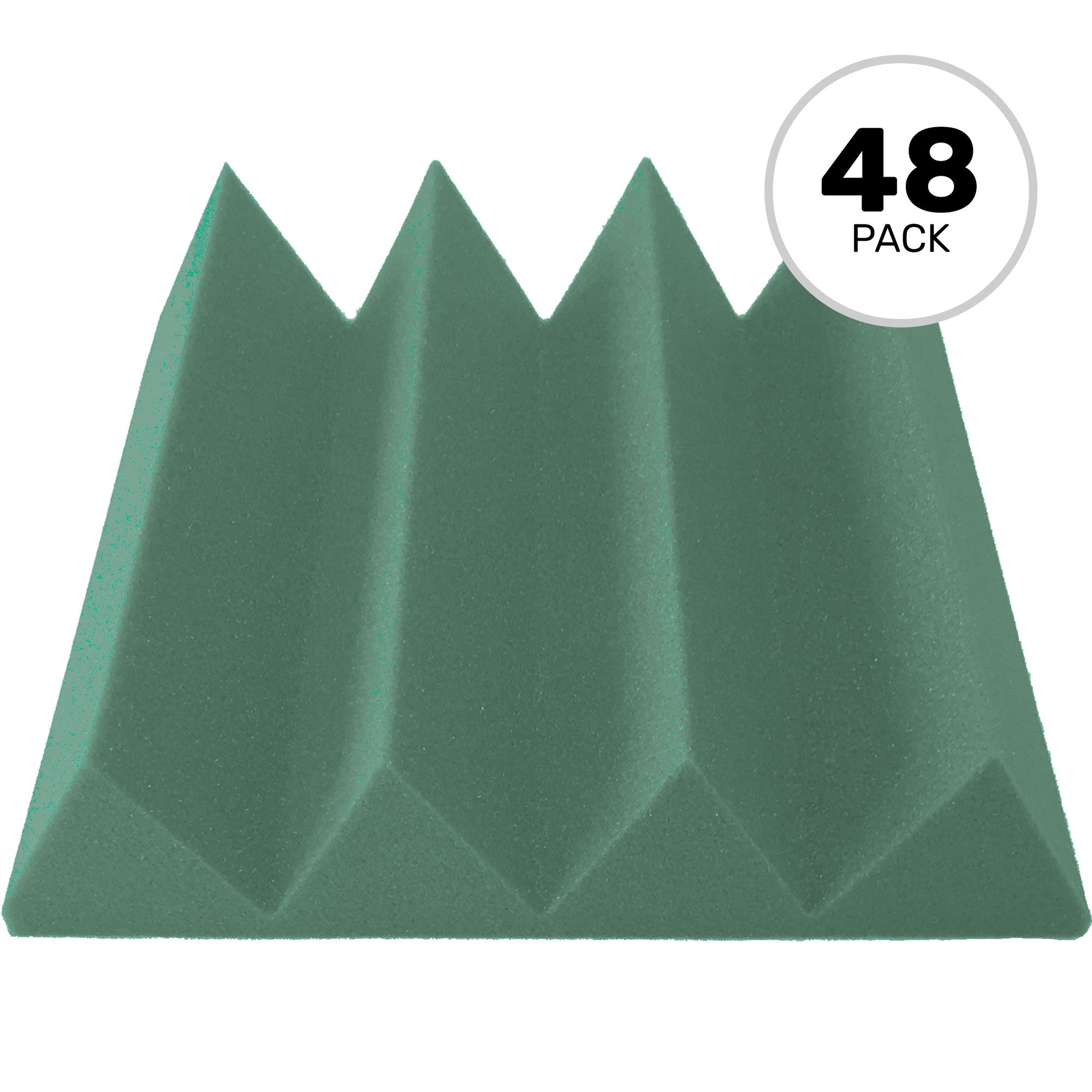 Performance Audio 12" x 12" x 3" Wedge Acoustic Foam Tile (Forest Green, 48 Pack)