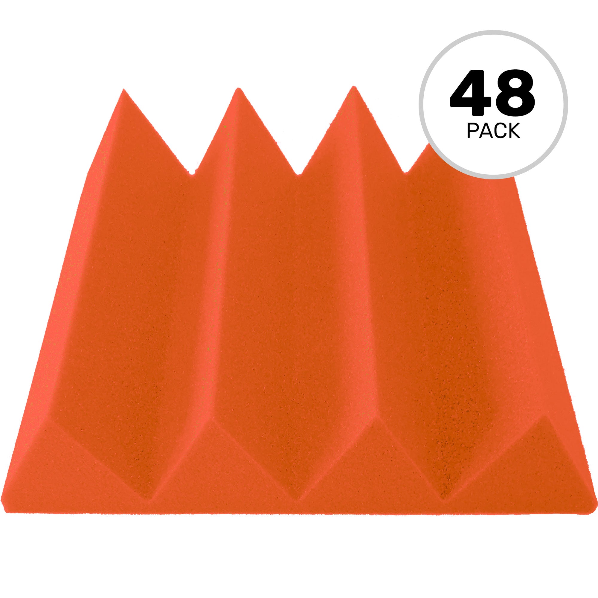 Performance Audio 12" x 12" x 3" Wedge Acoustic Foam Tile (Orange, 48 Pack)