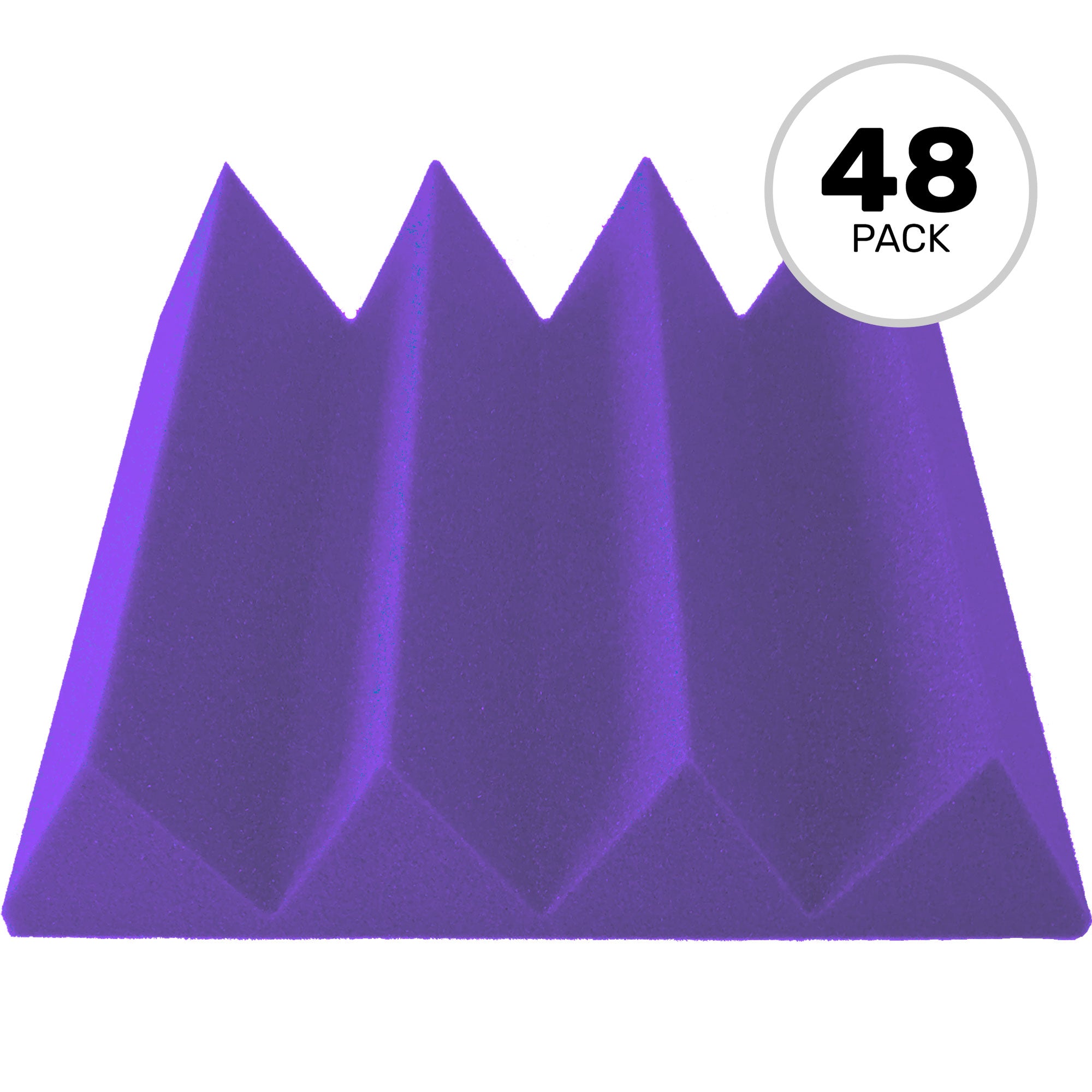 Performance Audio 12" x 12" x 3" Wedge Acoustic Foam Tile (Purple, 48 Pack)