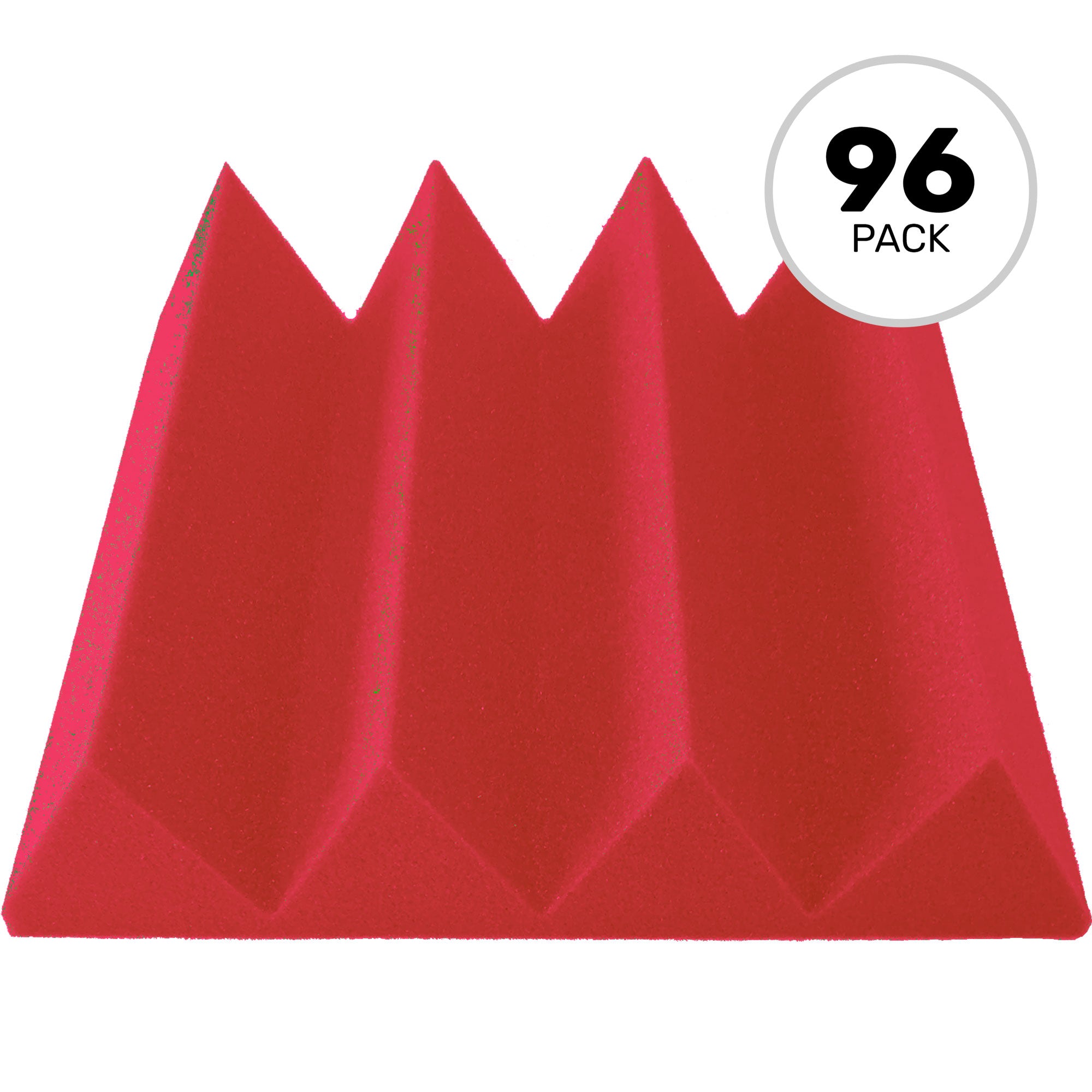 Performance Audio 12" x 12" x 3" Wedge Acoustic Foam Tile (Red, 96 Pack)