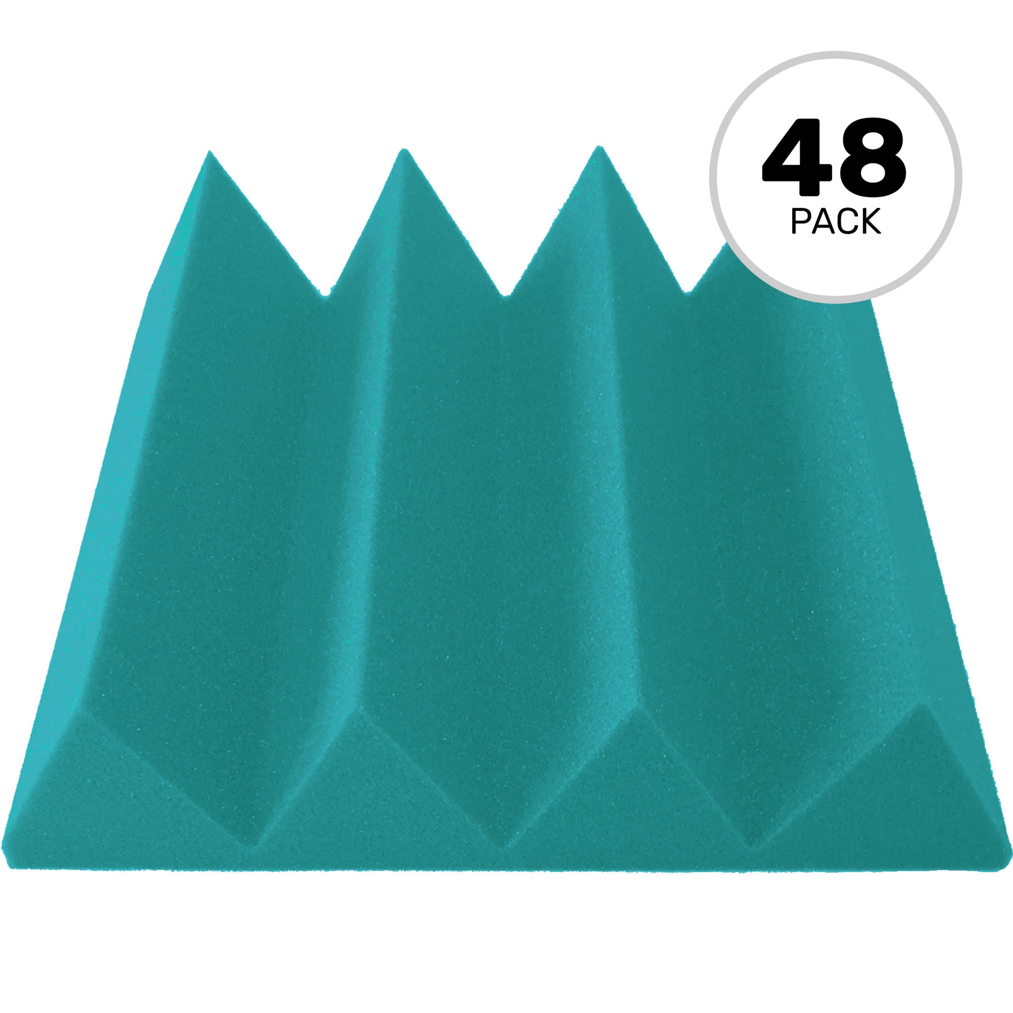 Performance Audio 12" x 12" x 3" Wedge Acoustic Foam Tile (Teal, 48 Pack)