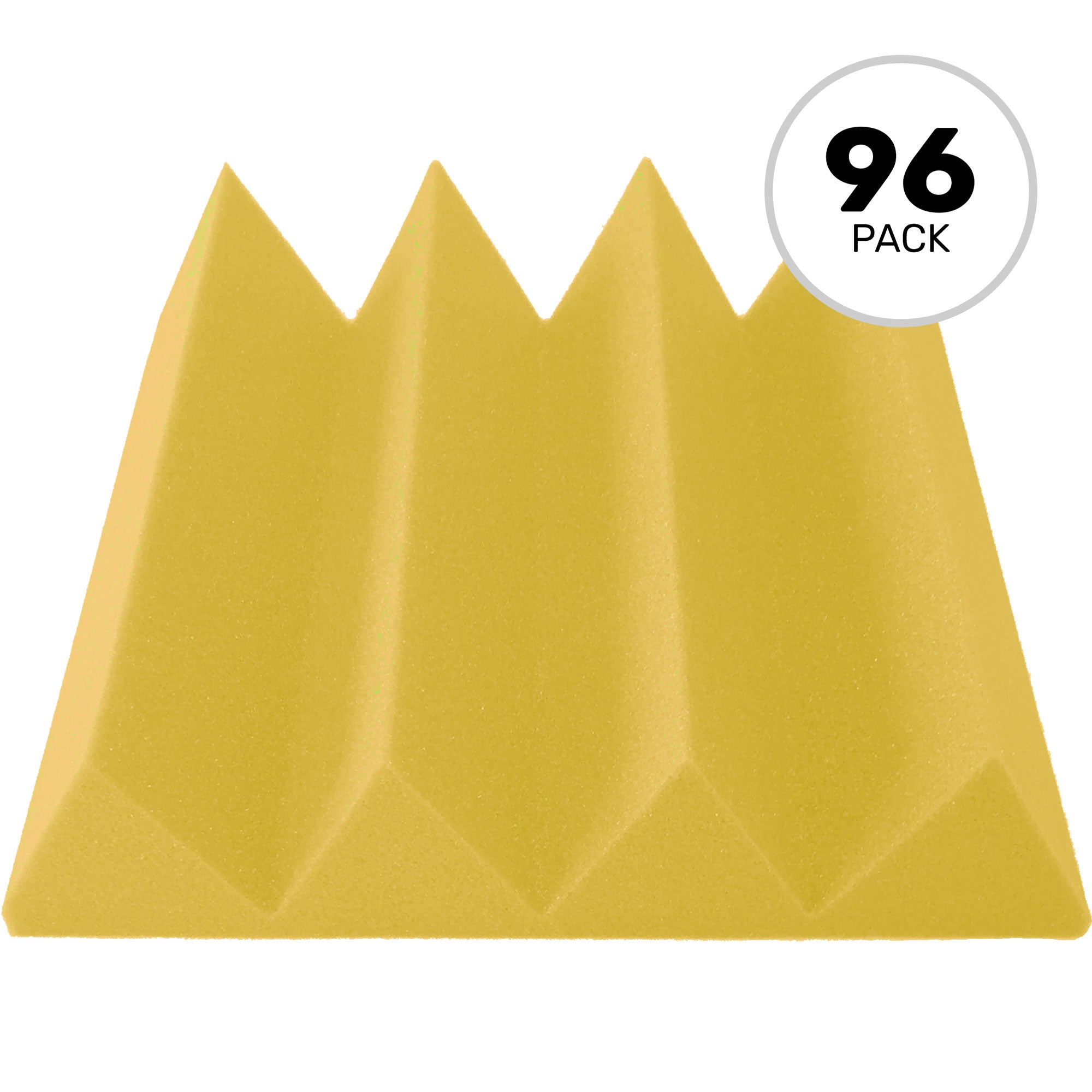 Performance Audio 12" x 12" x 3" Wedge Acoustic Foam Tile (Yellow, 96 Pack)