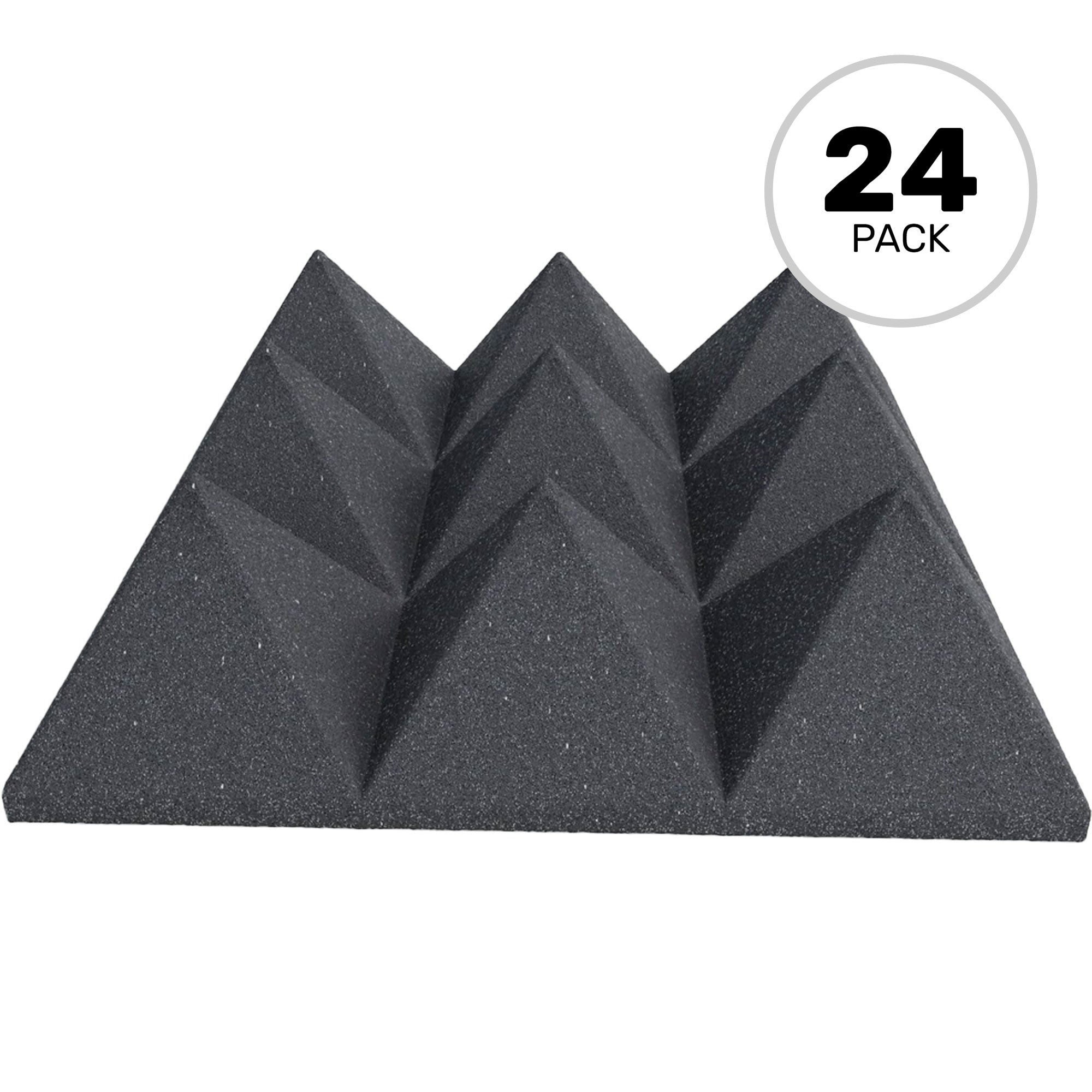 Performance Audio 12" x 12" x 4" Pyramid Acoustic Foam Tile (Charcoal, 24 Pack)