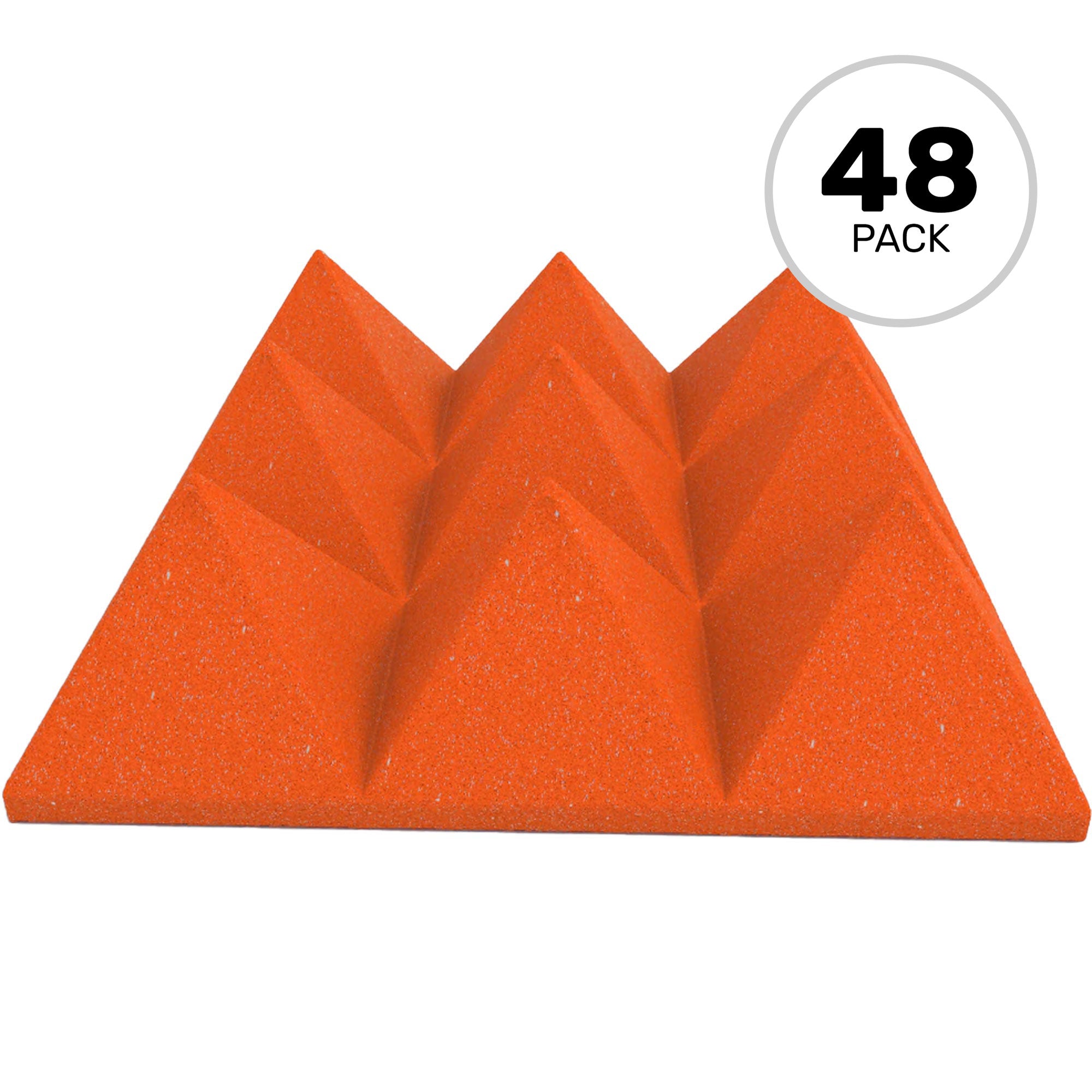 Performance Audio 12" x 12" x 4" Pyramid Acoustic Foam Tile (Orange, 48 Pack)