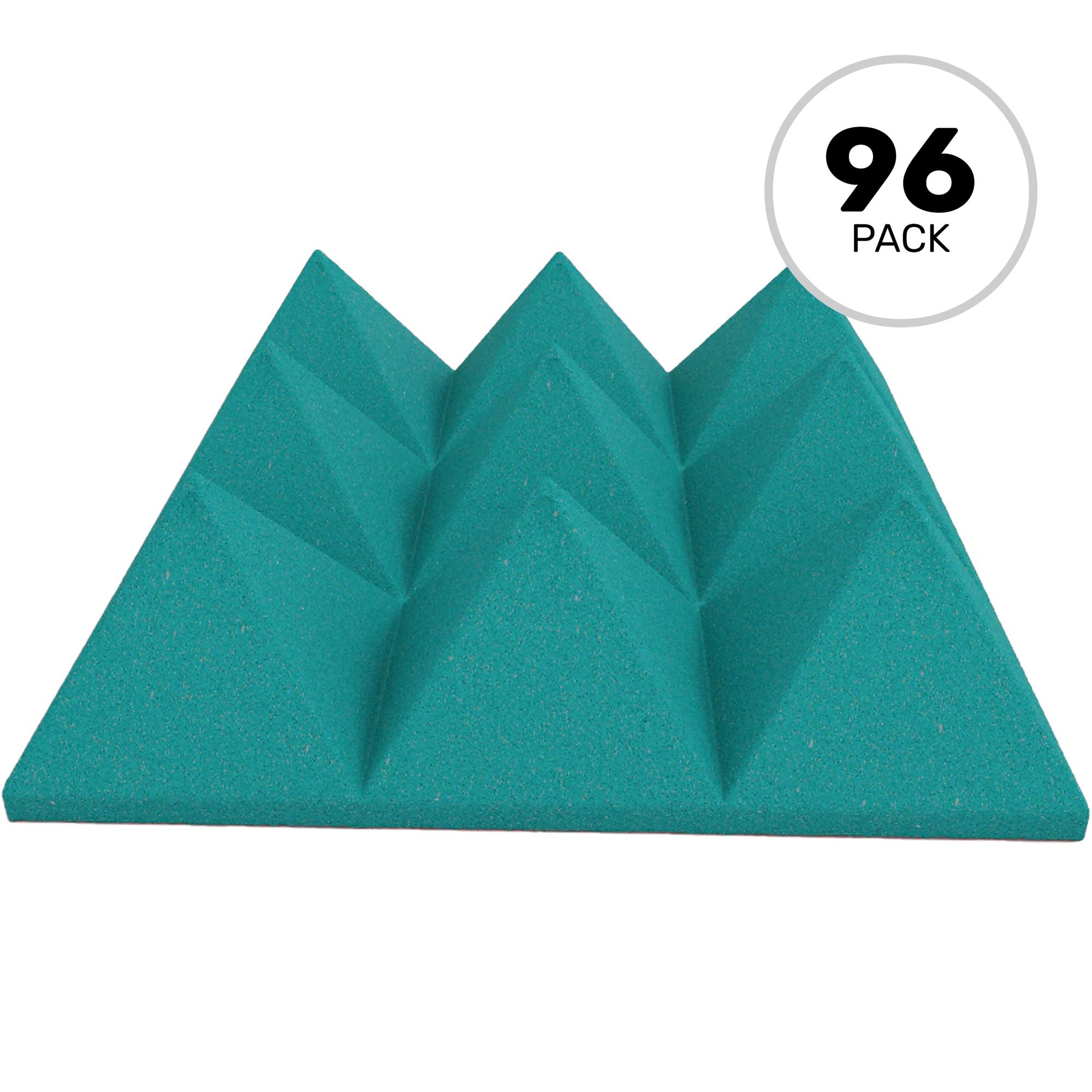 Performance Audio 12" x 12" x 4" Pyramid Acoustic Foam Tile (Teal, 96 Pack)