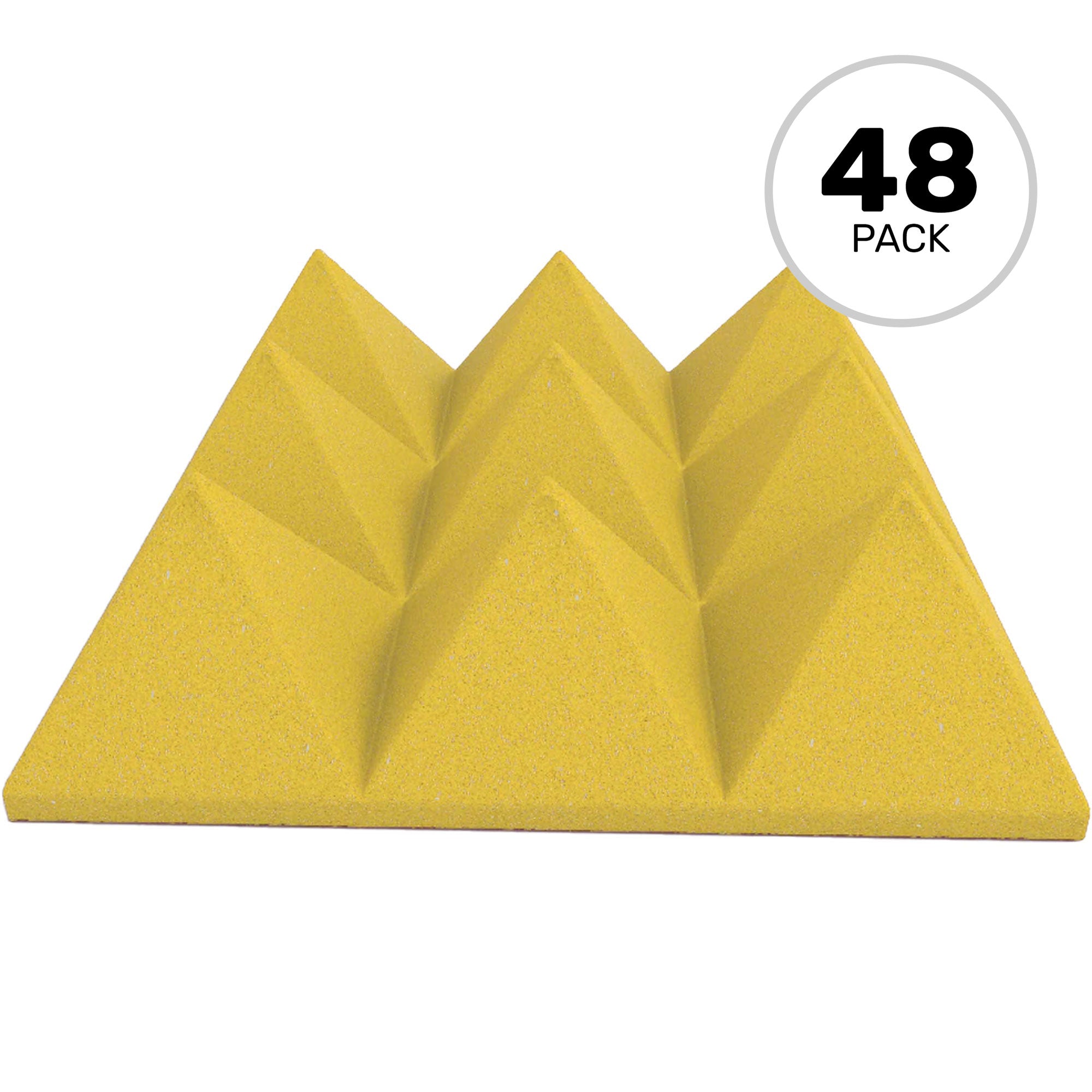 Performance Audio 12" x 12" x 4" Pyramid Acoustic Foam Tile (Yellow, 48 Pack)