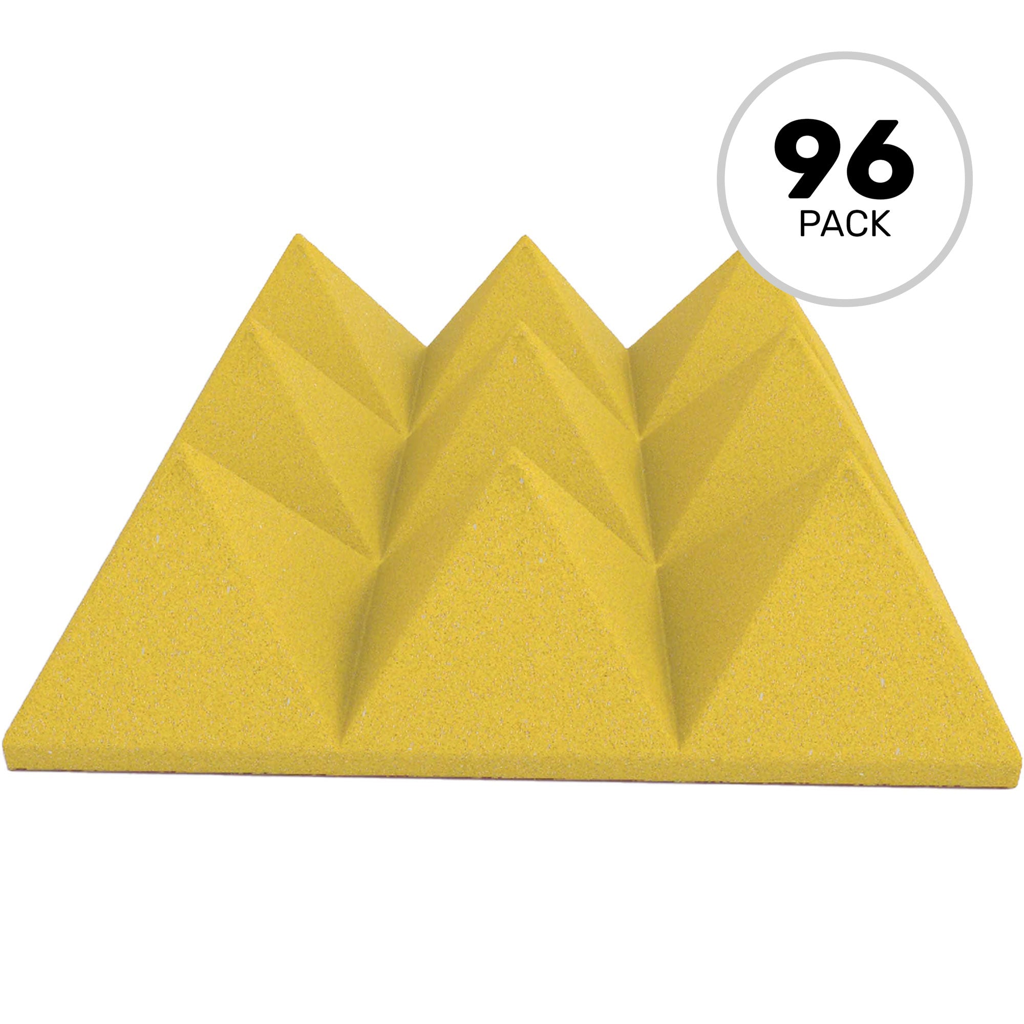 Performance Audio 12" x 12" x 4" Pyramid Acoustic Foam Tile (Yellow, 96 Pack)