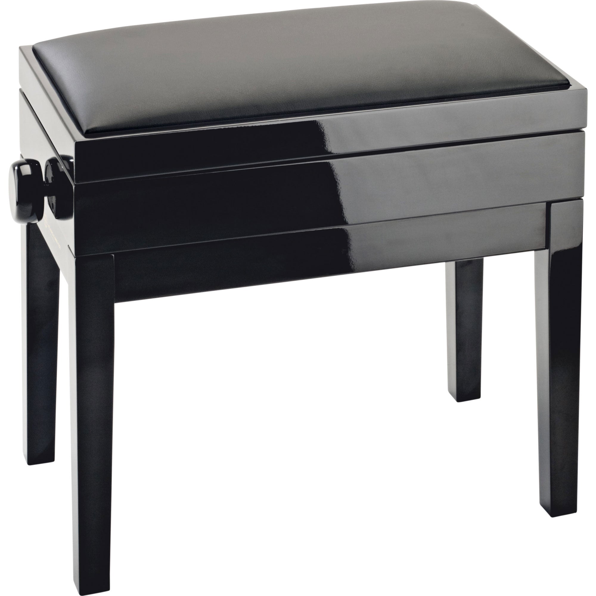 K&M Stands 13951 Piano Bench with Sheet Music Storage (Black Glossy, Black Leatherette)