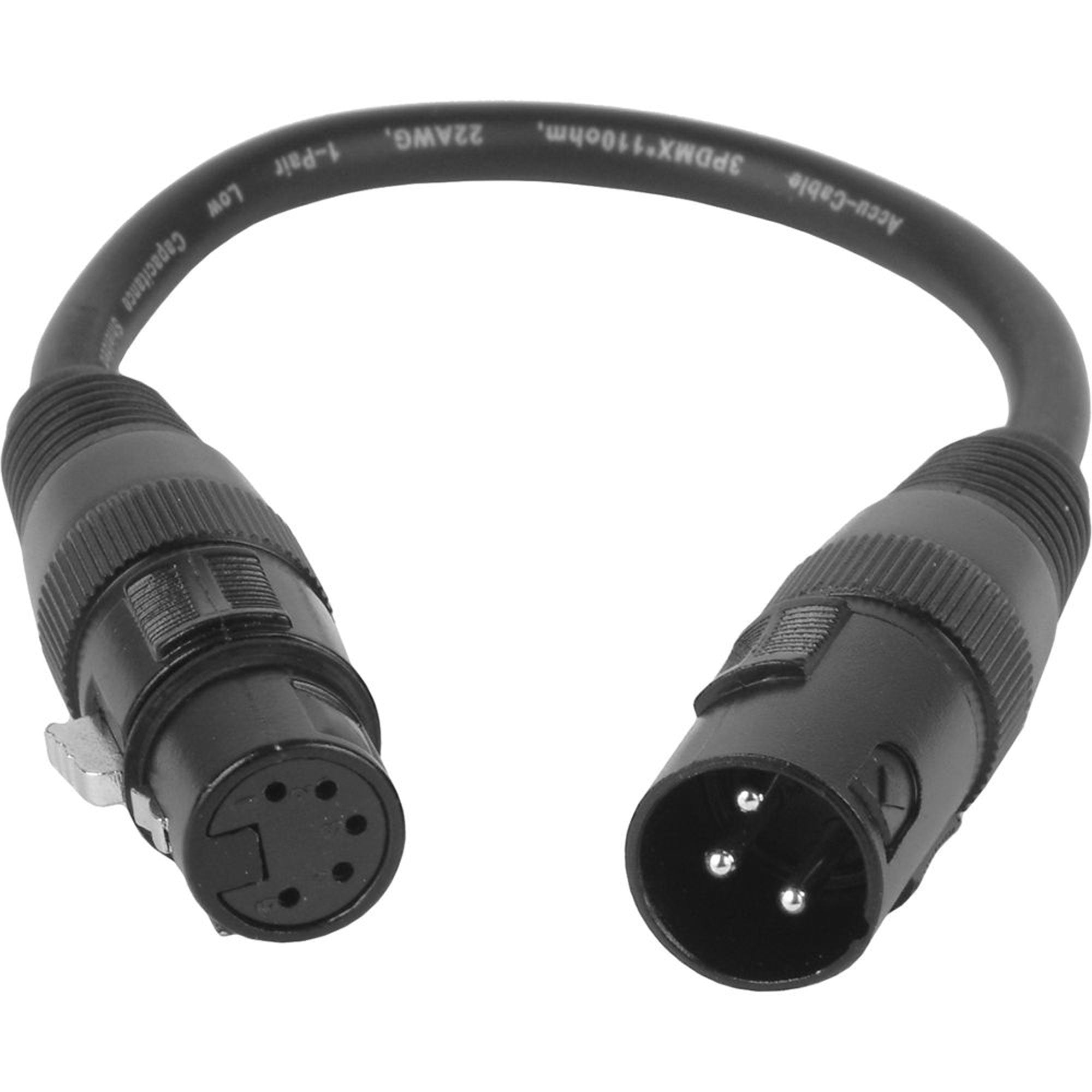 American DJ Accu-Cable AC3PM5PFM 3-Pin Male to 5-Pin Female XLR Cable