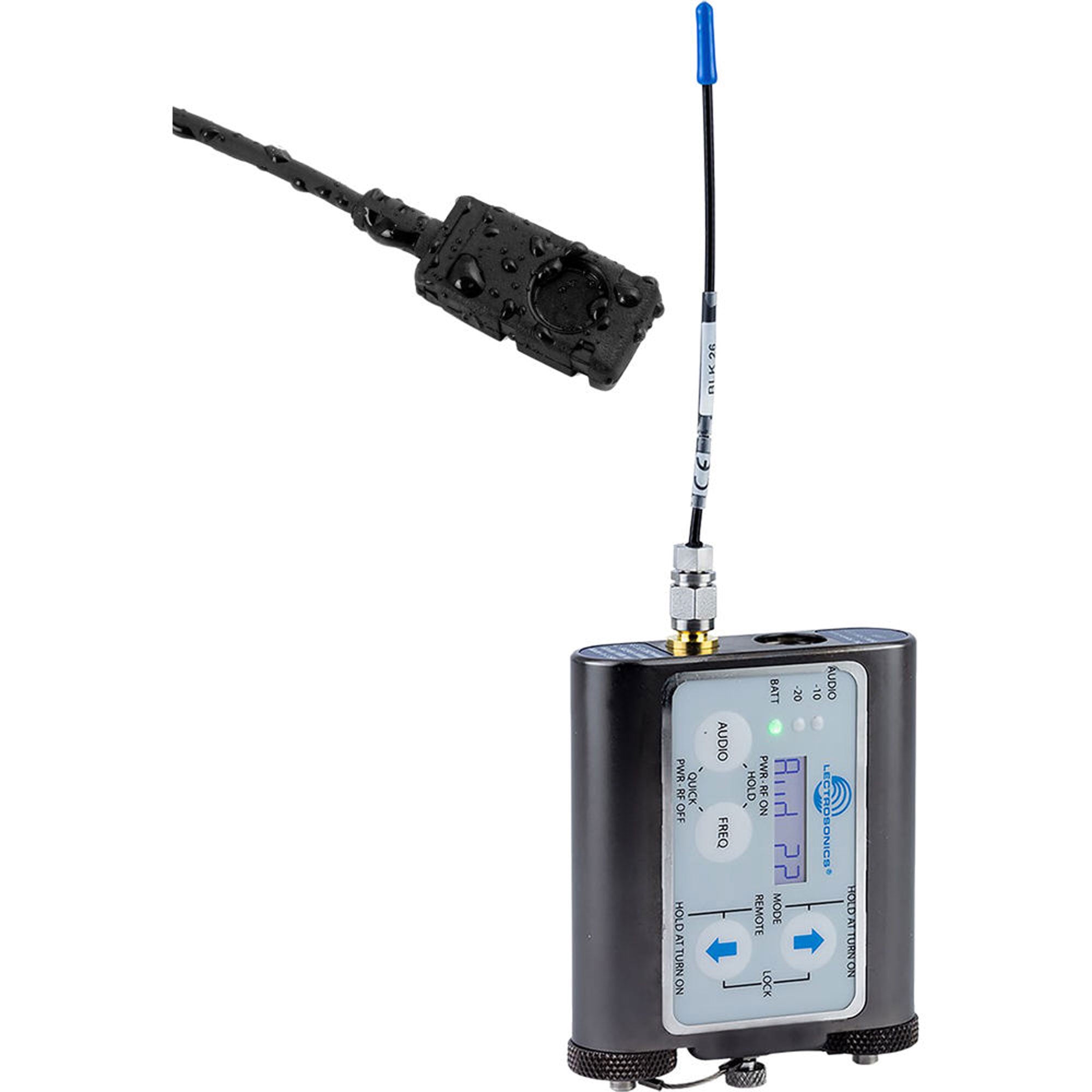 Lectrosonics WM Watertight Belt-Pack Transmitter with VT500 Water Lav Mic (Block 23, 588-614 MHz)