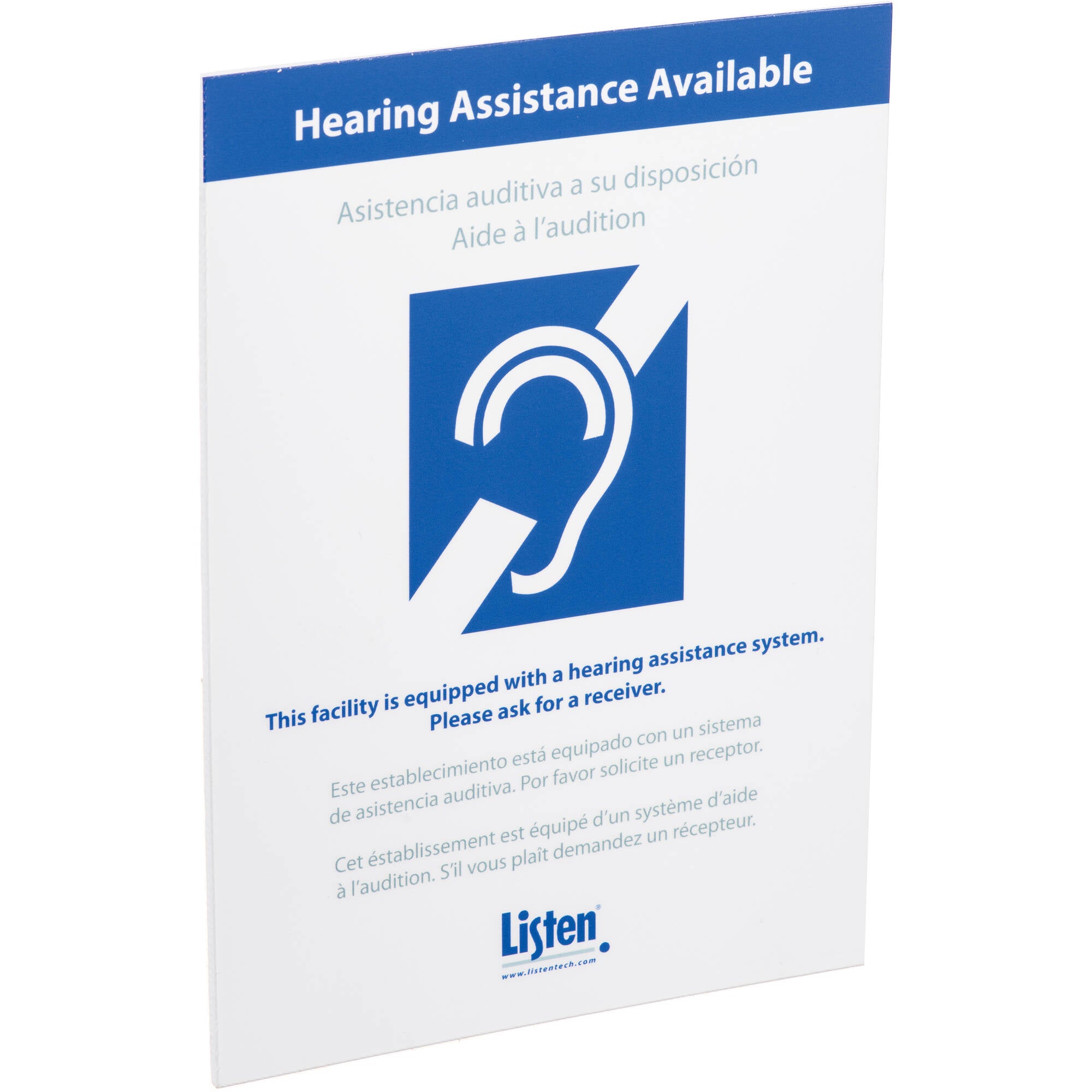 Listen Technologies LA-303 Multi-Lingual Assistive Listening Notification Sign