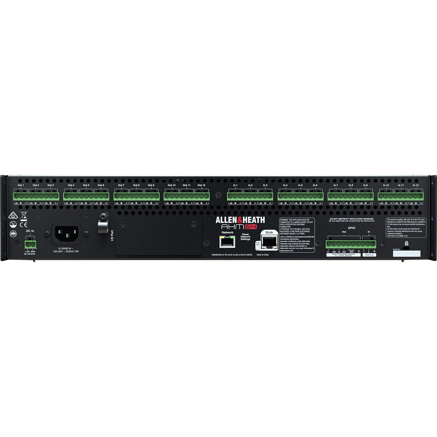 Allen & Heath AHM-64 64x64 Audio Matrix Processor with 12x12 I/O