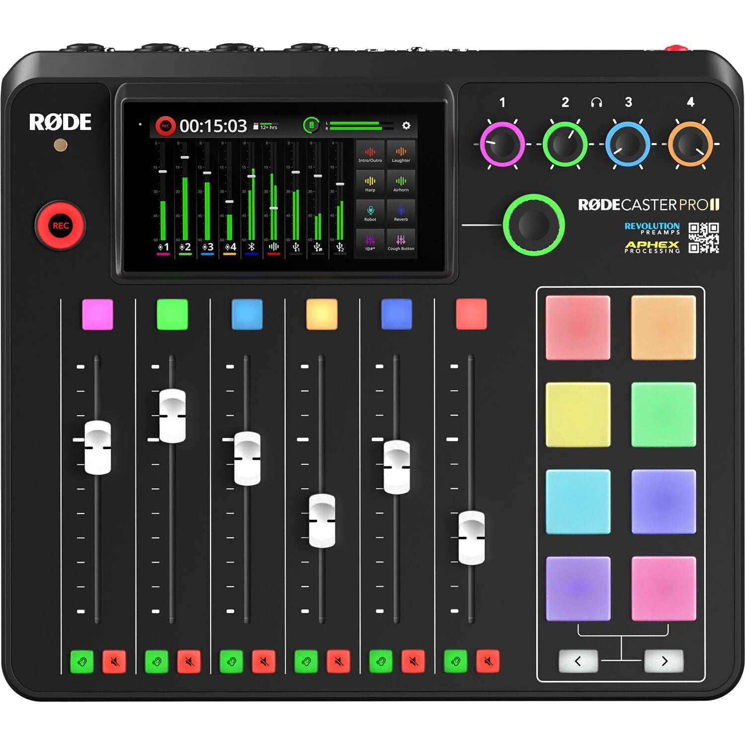 Rode RODECaster Pro II Integrated Audio Production Studio with NTH-100M Headset Bundle