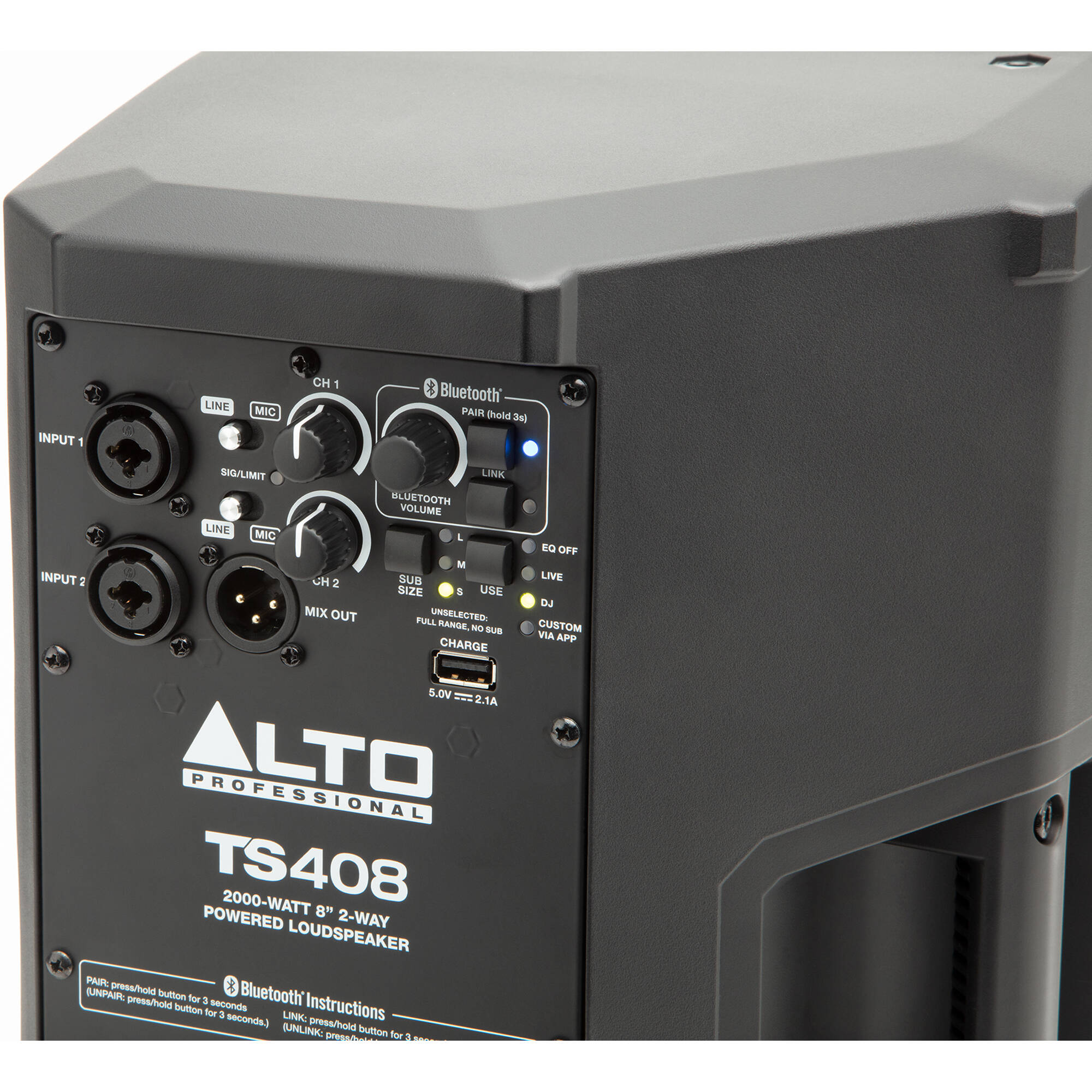 Alto Professional TS408 TrueSonic 4 Series 2000W 2-Way Active Loudspeaker with Bluetooth (8")