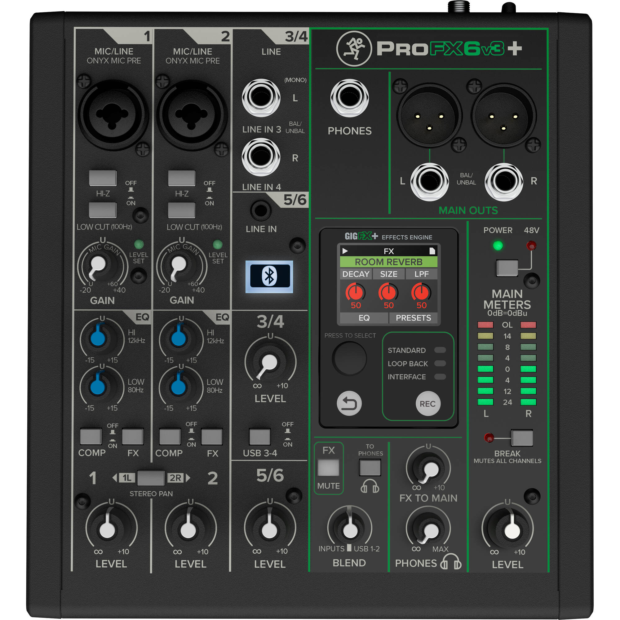 Mackie ProFX6v3+ 6-Channel Analog Mixer with Built-In FX, USB Recording, and Bluetooth