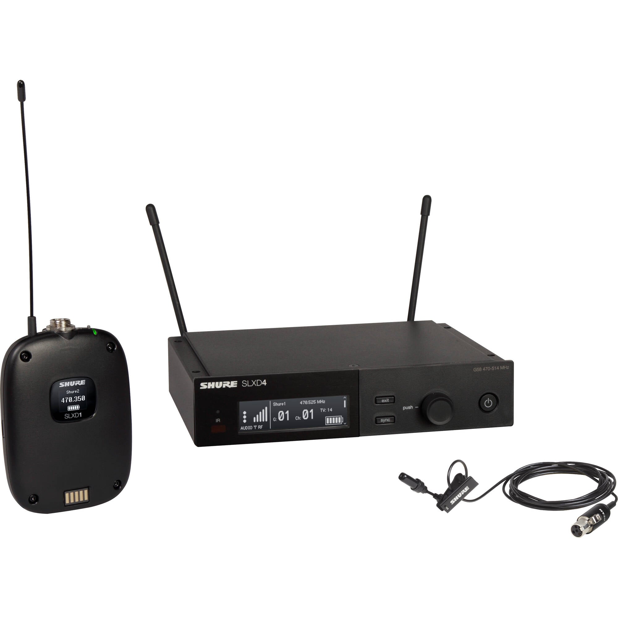 Shure SLXD14/UL4B Digital Wireless UniPlex Cardioid Lavalier Mic System (H55: 514-558 MHz)