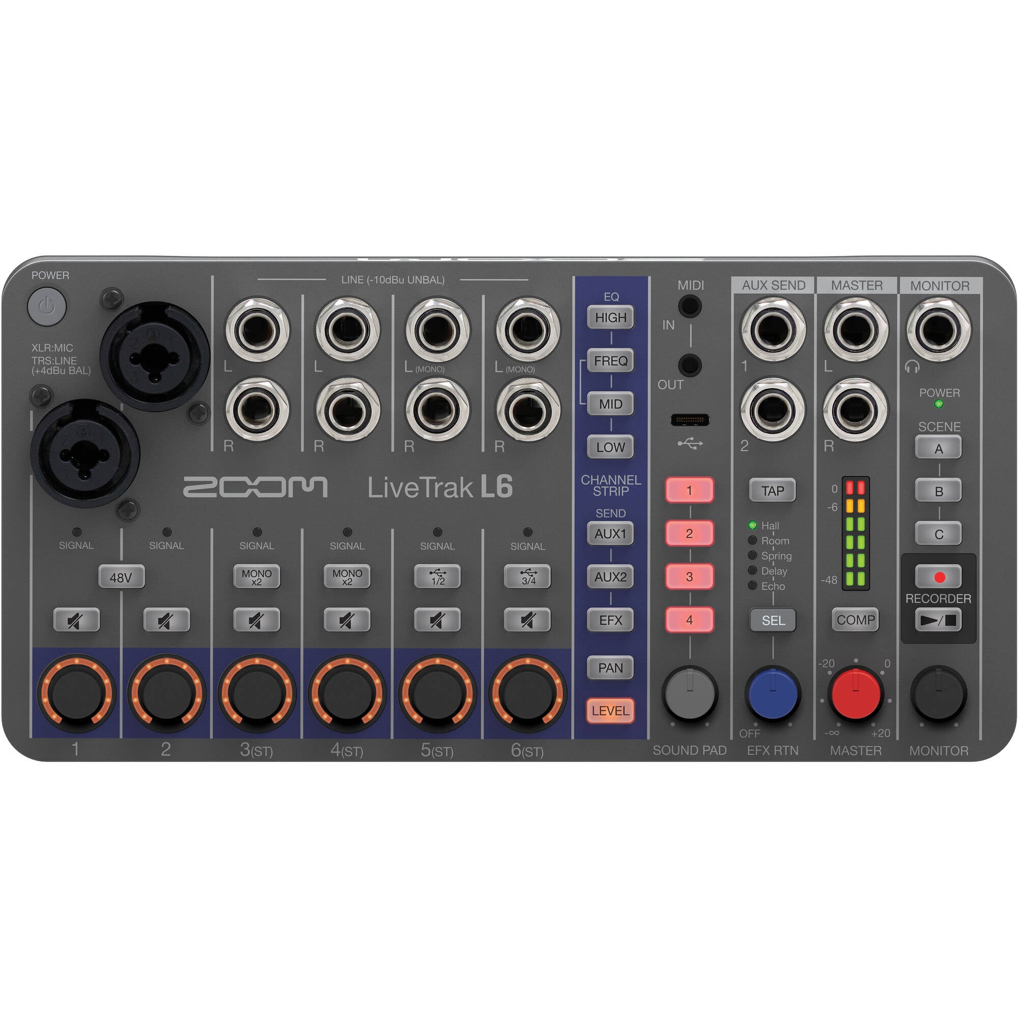 Zoom LiveTrak L-6 Portable 6-Channel Digital Mixer and Multitrack Recorder