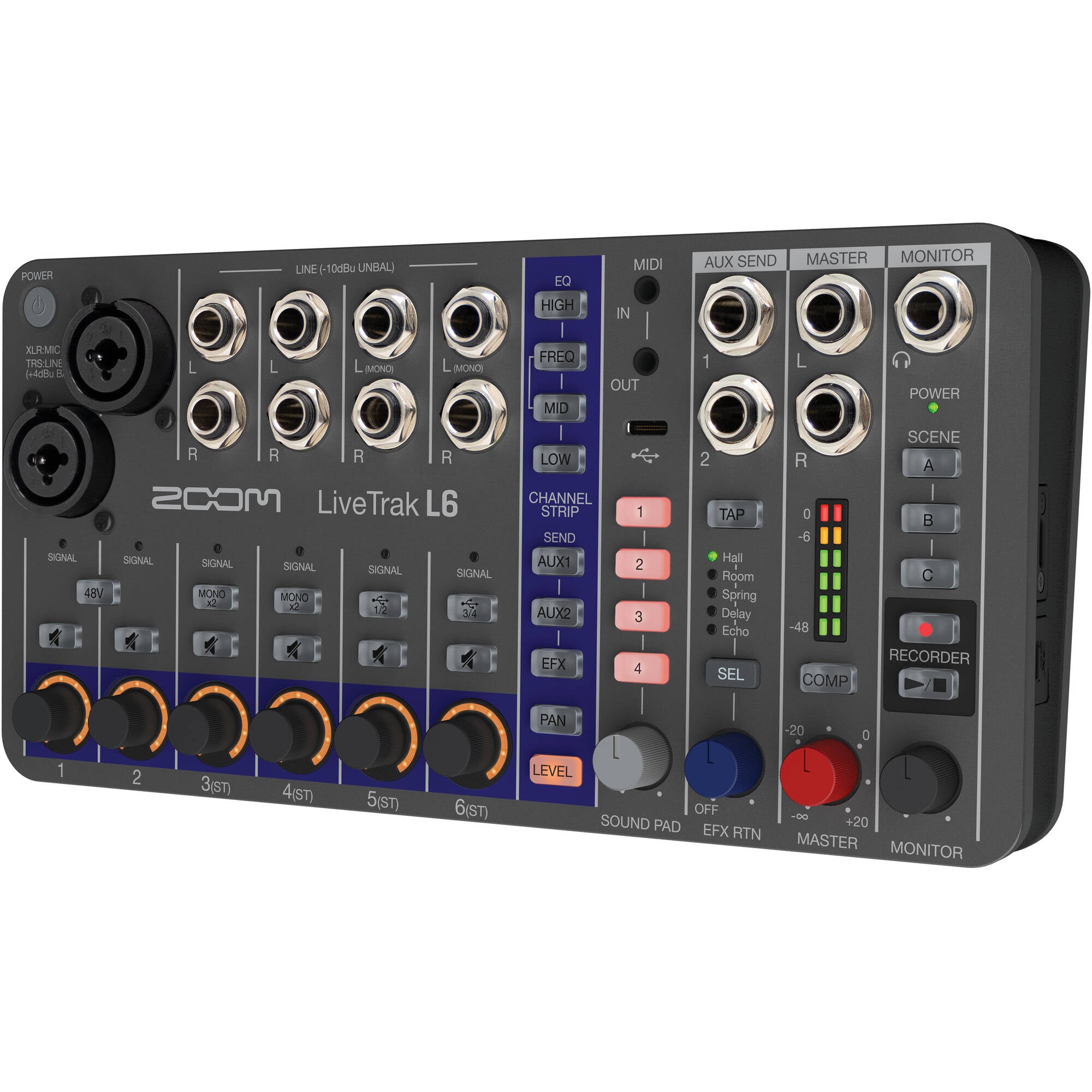 Zoom LiveTrak L-6 Portable 6-Channel Digital Mixer and Multitrack Recorder