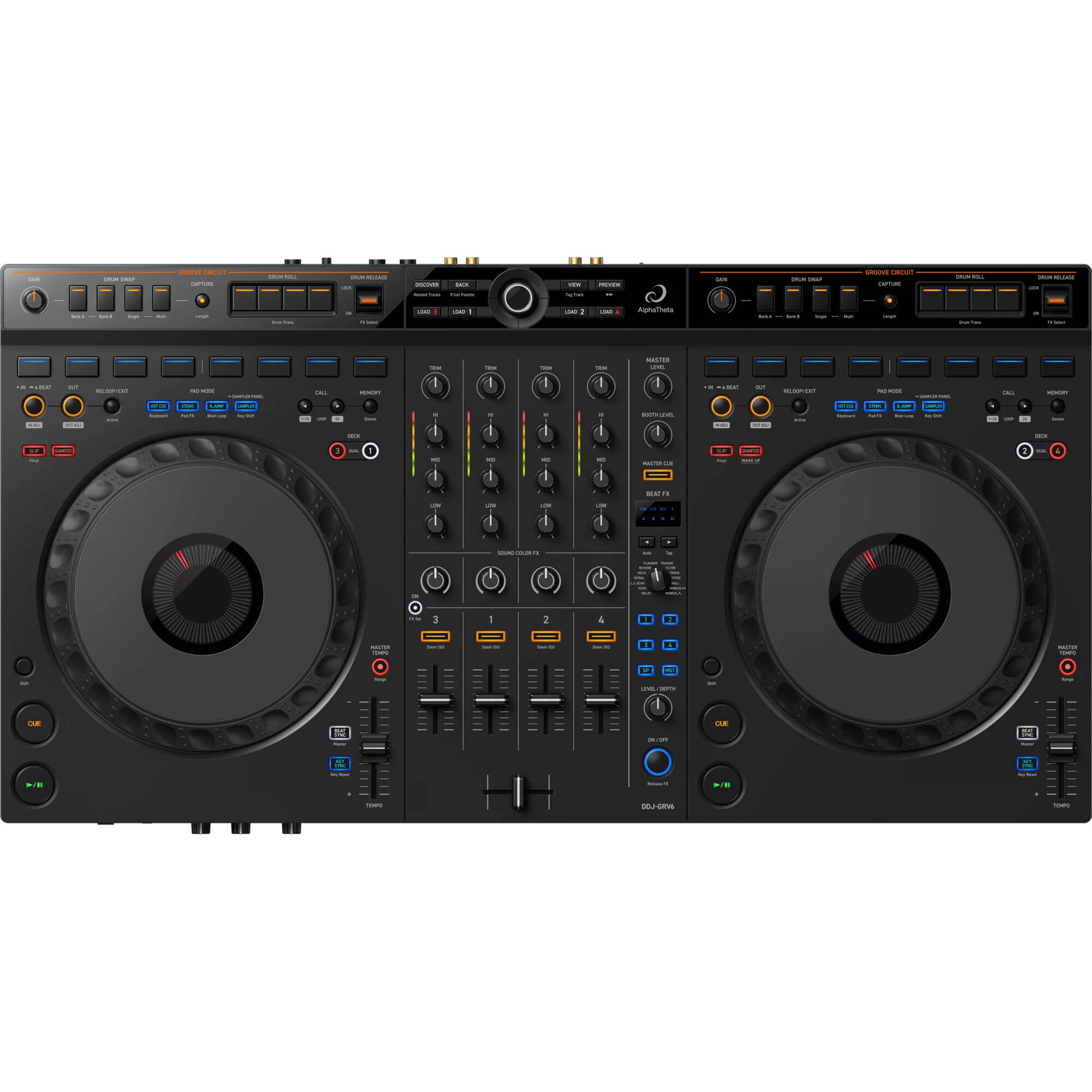 AlphaTheta DDJ-GRV6 4-Channel DJ Controller for rekordbox and Serato DJ Pro