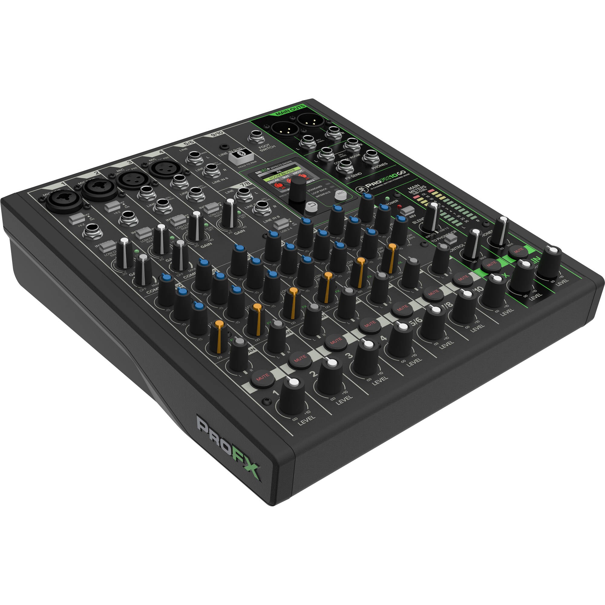 Mackie ProFX10 GO 10-Channel Battery-Powered Analog Mixer USB-C Interface