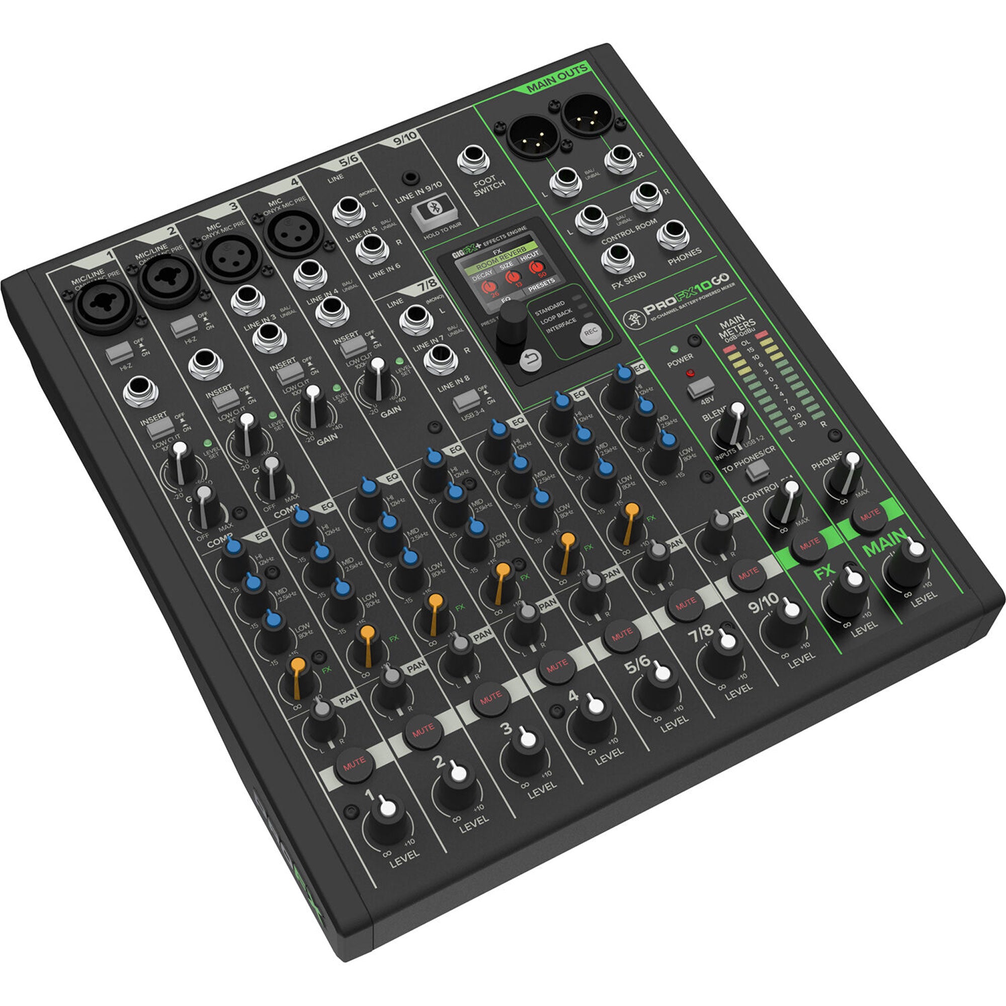 Mackie ProFX10 GO 10-Channel Battery-Powered Analog Mixer USB-C Interface