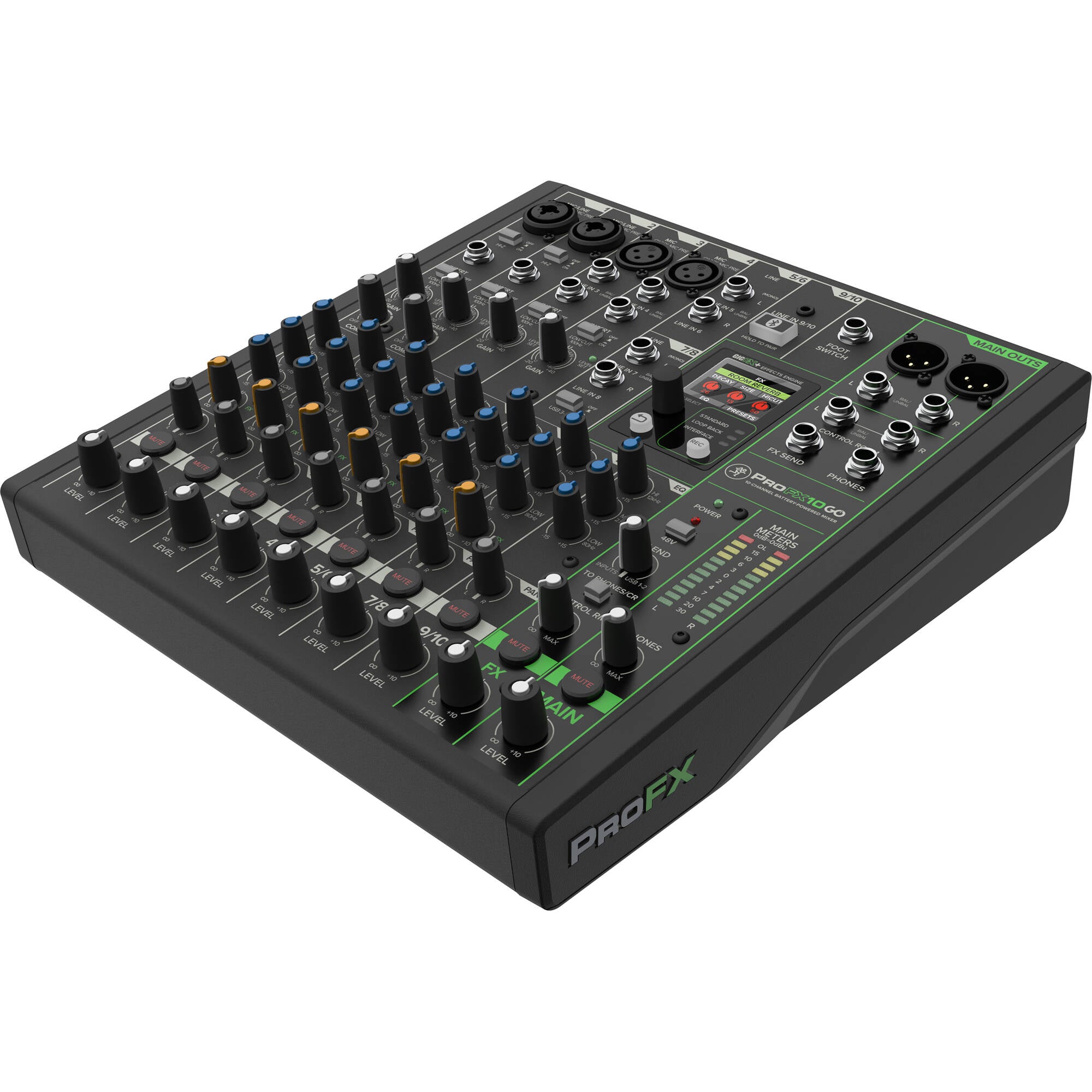 Mackie ProFX10 GO 10-Channel Battery-Powered Analog Mixer USB-C Interface