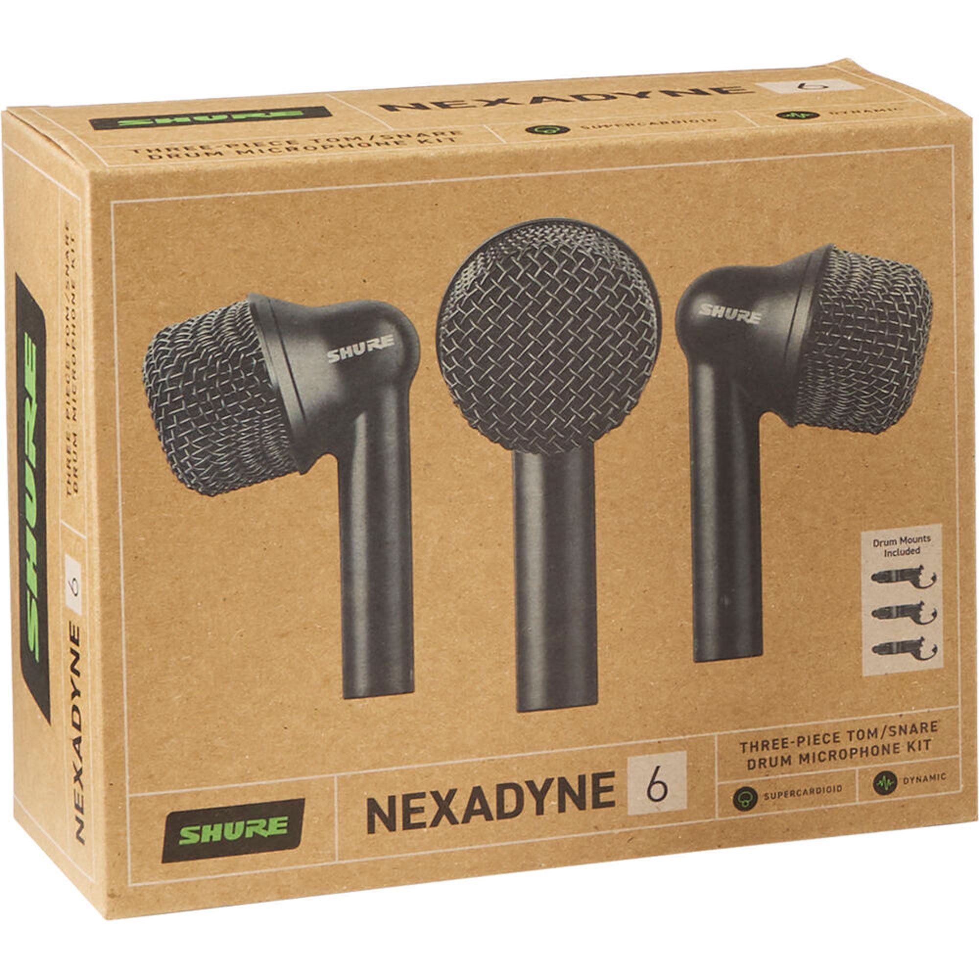 Shure Nexadyne 6 Dynamic Supercardioid Tom/Snare Microphone (3 Pack)