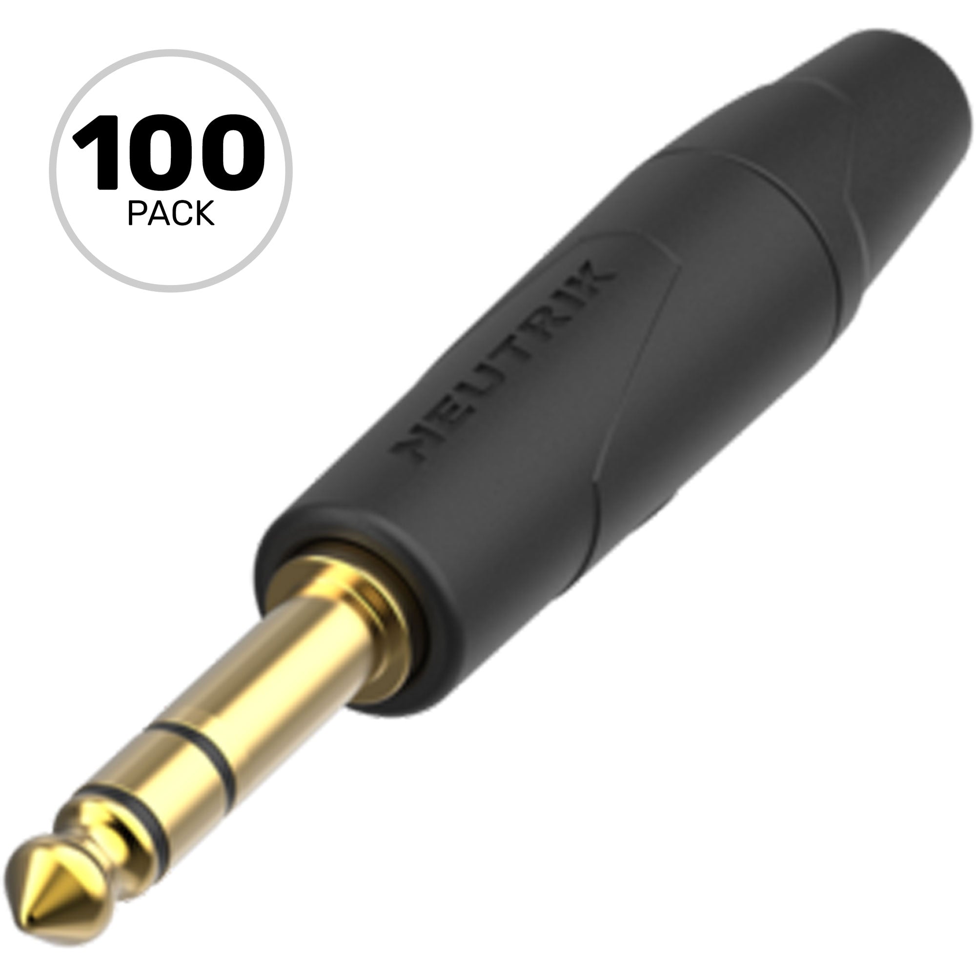 Neutrik NP3XX-AU-0 Professional 1/4" TRS Stereo Phone Plug (Black Composite/Gold, Box of 100)