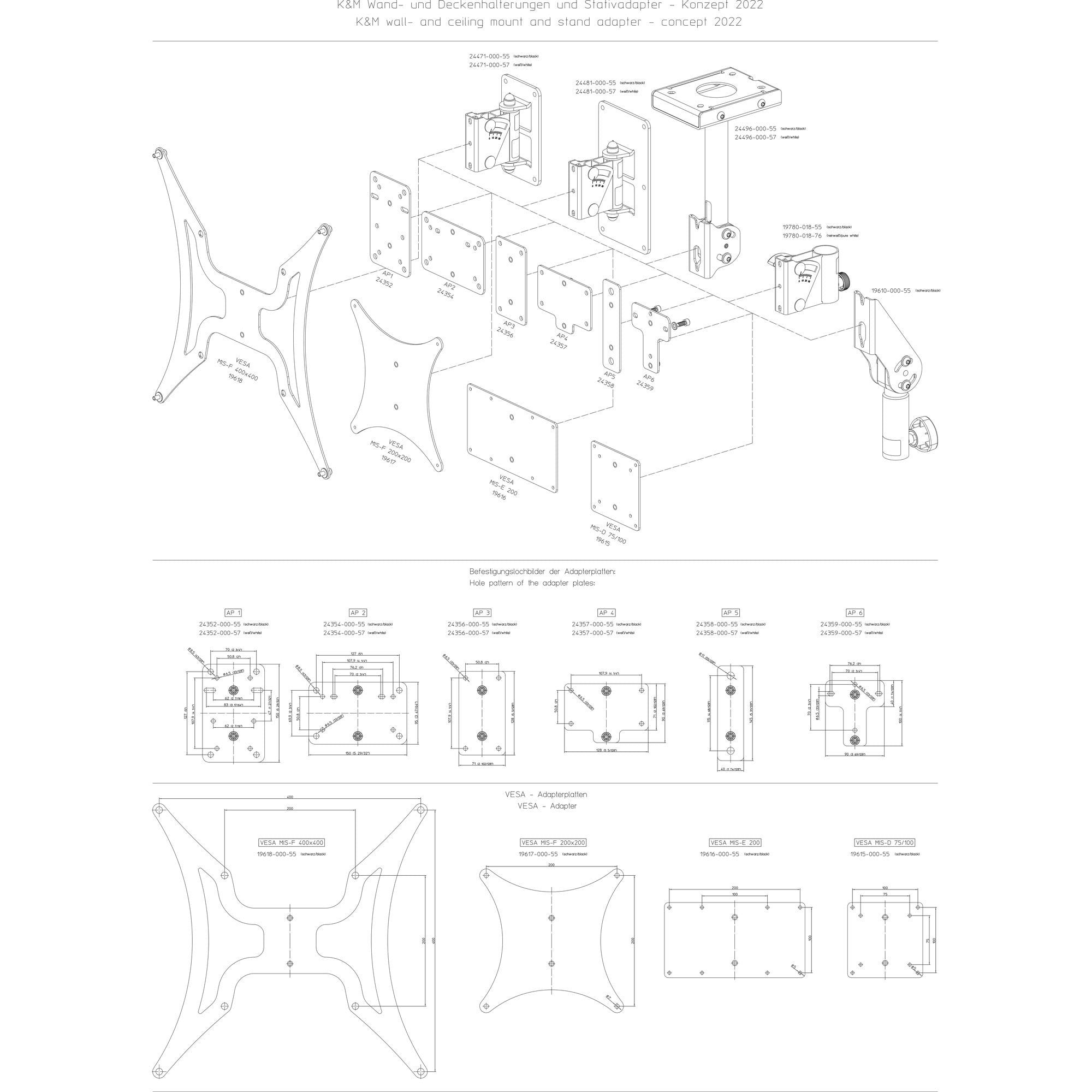 K&M Stands 24359 Adapter Panel 6 (White)