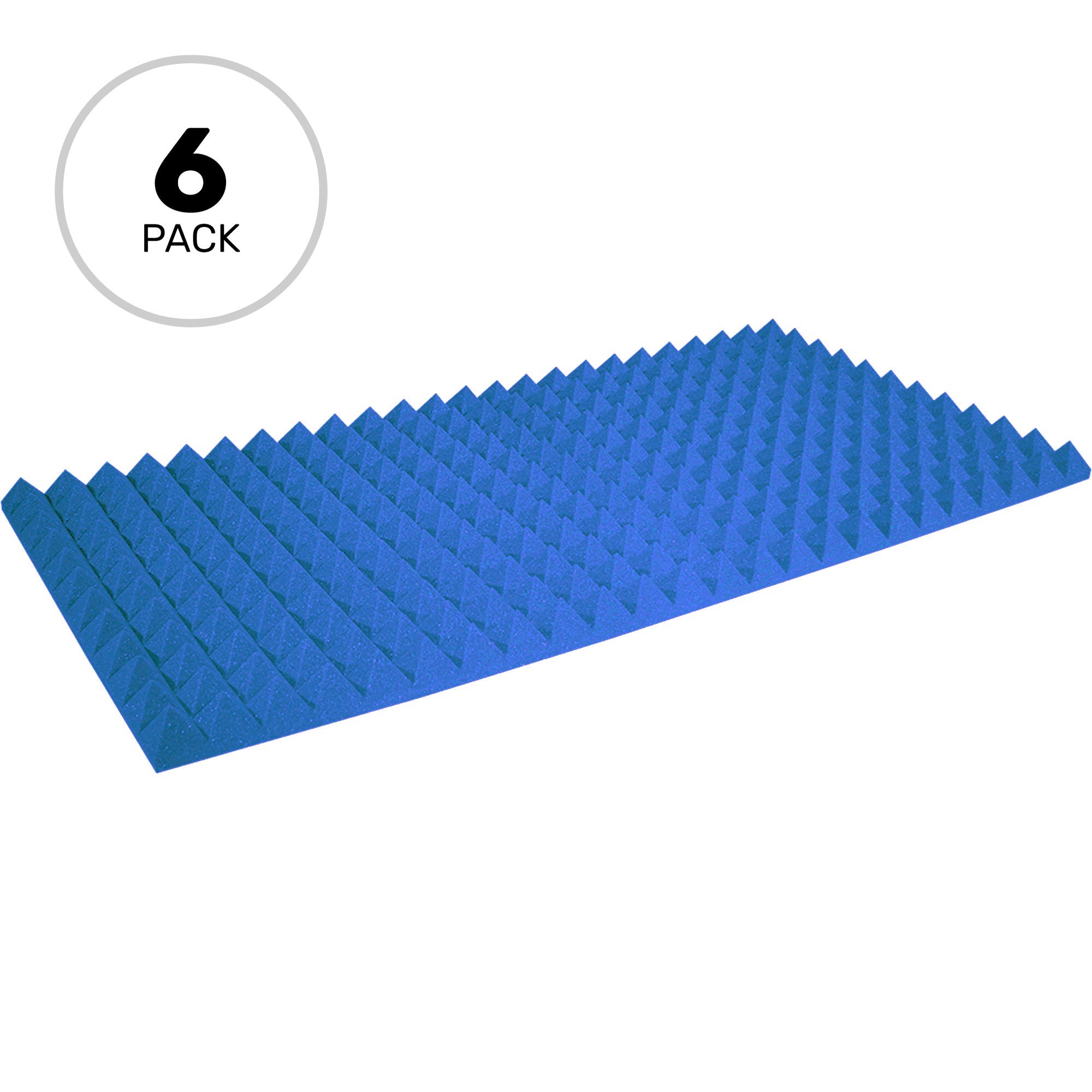 Performance Audio 24" x 48" x 2" Pyramid Acoustic Foam Panel (Blue, 6 Pack)