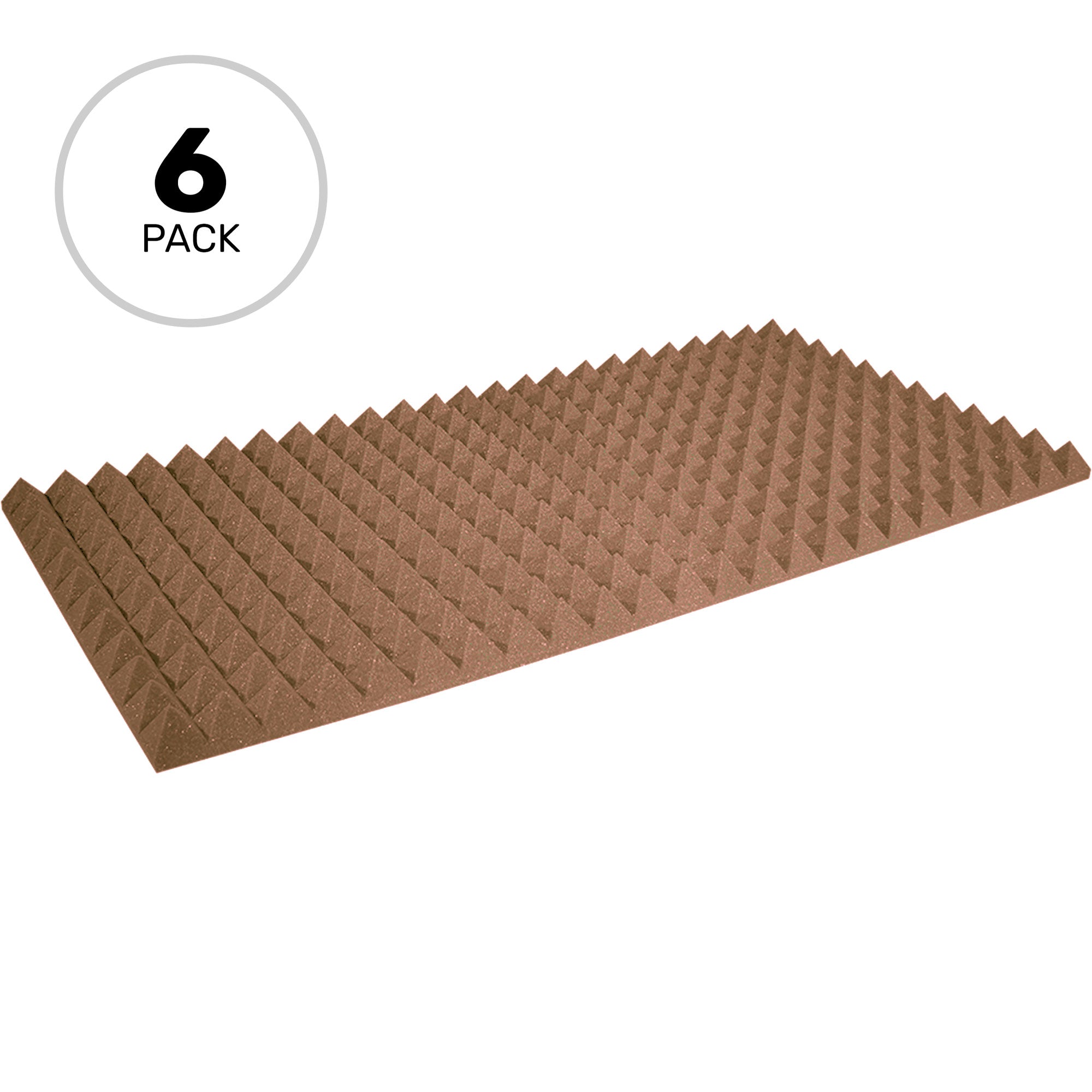 Performance Audio 24" x 48" x 2" Pyramid Acoustic Foam Panel (Brown, 6 Pack)