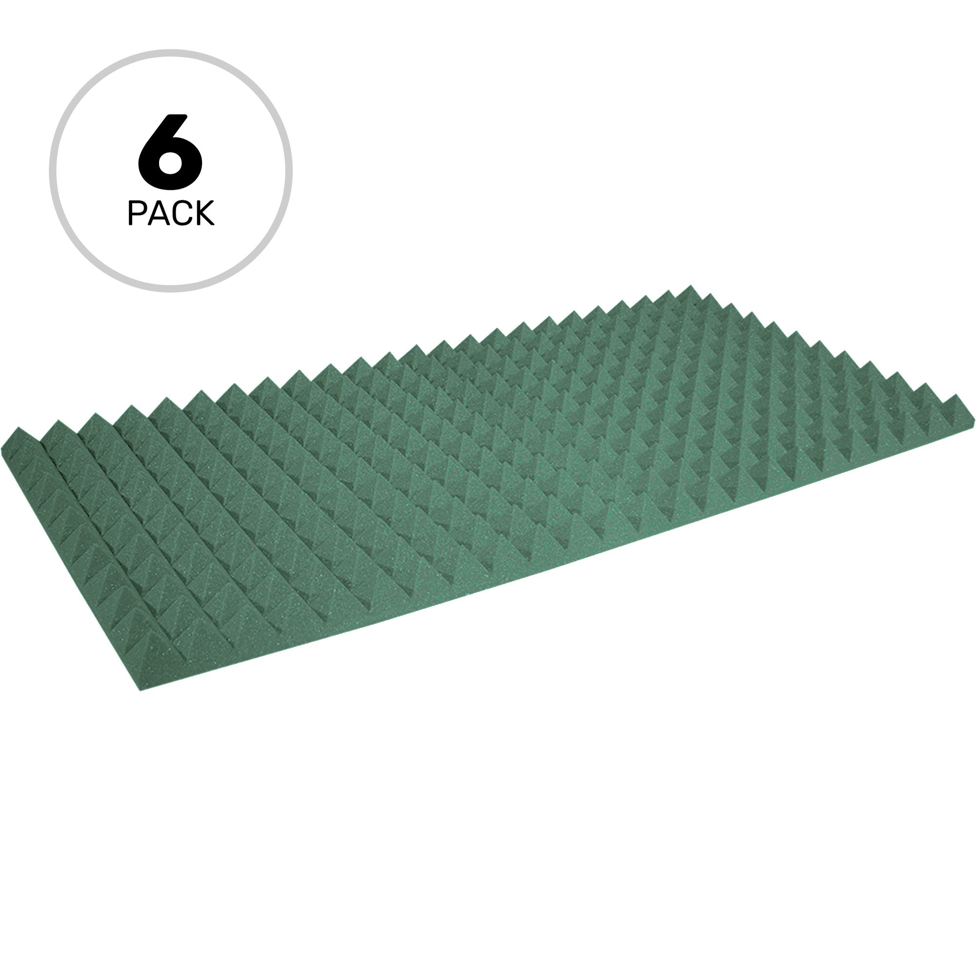 Performance Audio 24" x 48" x 2" Pyramid Acoustic Foam Panel (Forest Green, 6 Pack)