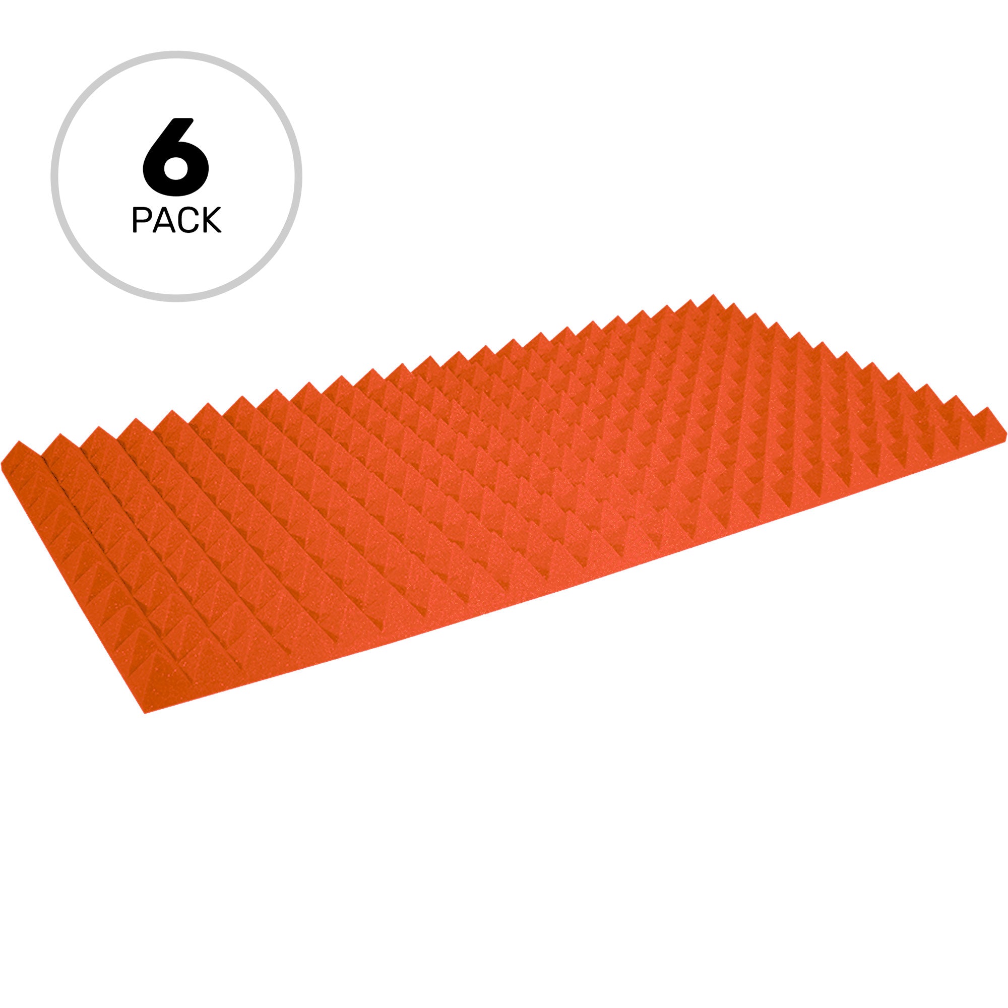 Performance Audio 24" x 48" x 2" Pyramid Acoustic Foam Panel (Orange, 6 Pack)