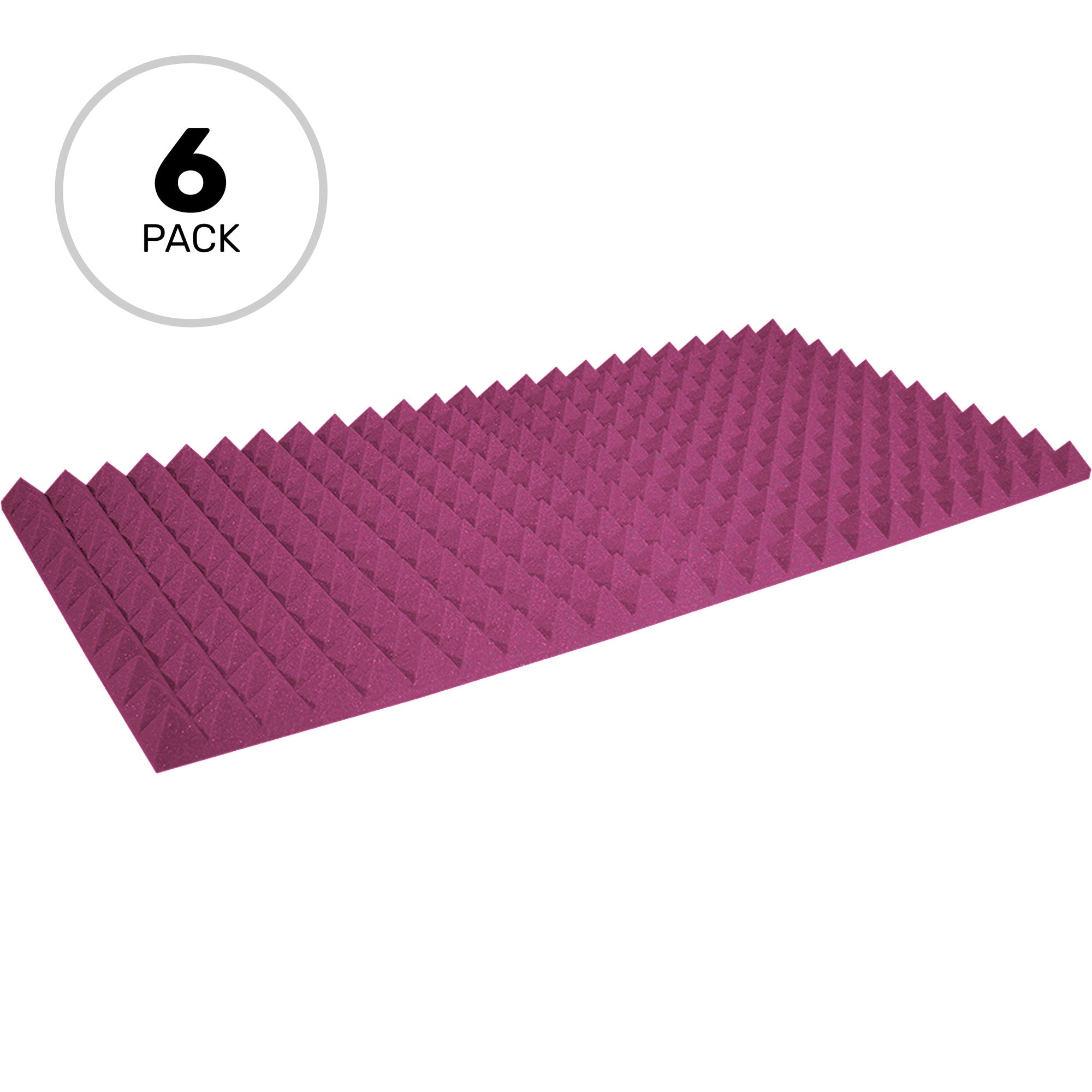 Performance Audio 24" x 48" x 2" Pyramid Acoustic Foam Panel (Plum, 6 Pack)