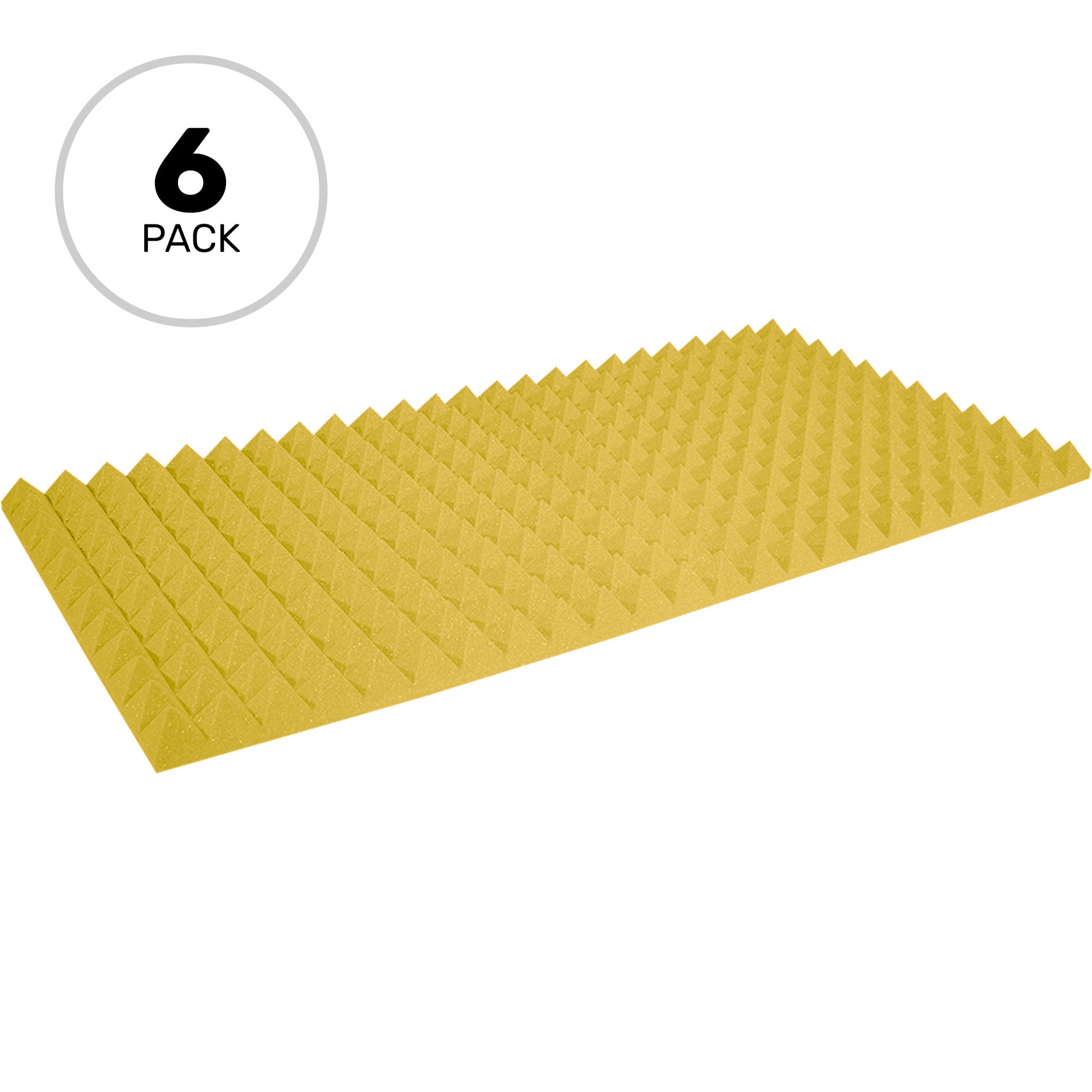 Performance Audio 24" x 48" x 2" Pyramid Acoustic Foam Panel (Yellow, 6 Pack)