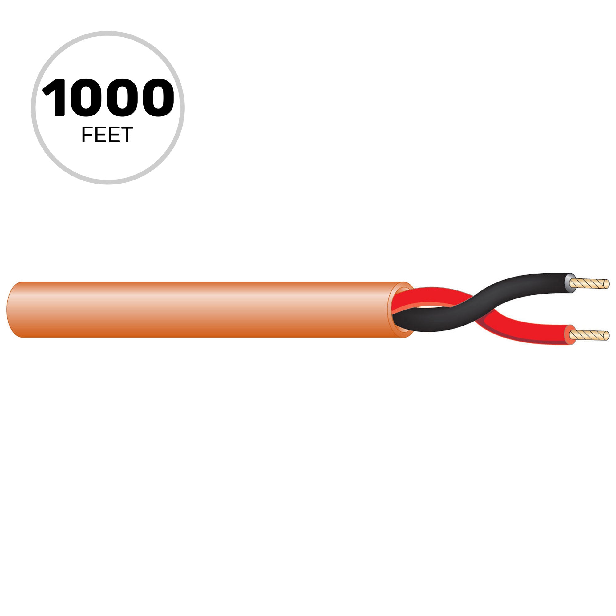 West Penn 25225B Plenum Rated 16 AWG 2 Conductor Unshielded CMR Speaker Wire (Orange, 1000' Roll)