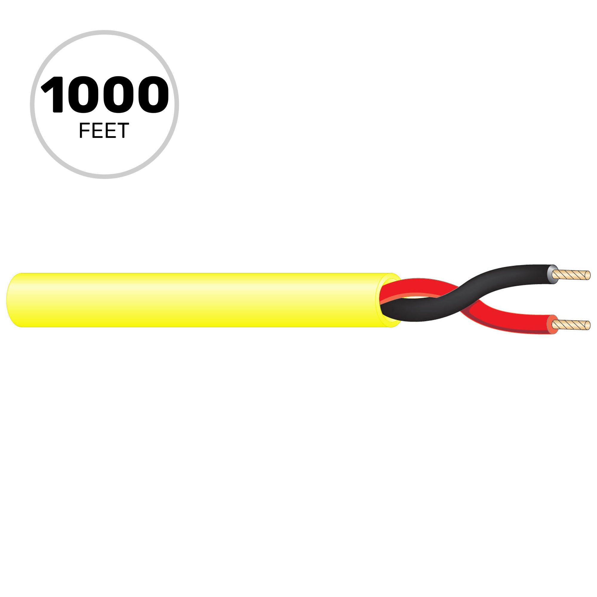 West Penn 25225B Plenum Rated 16 AWG 2 Conductor Unshielded CMR Speaker Wire (Yellow, 1000' Roll)