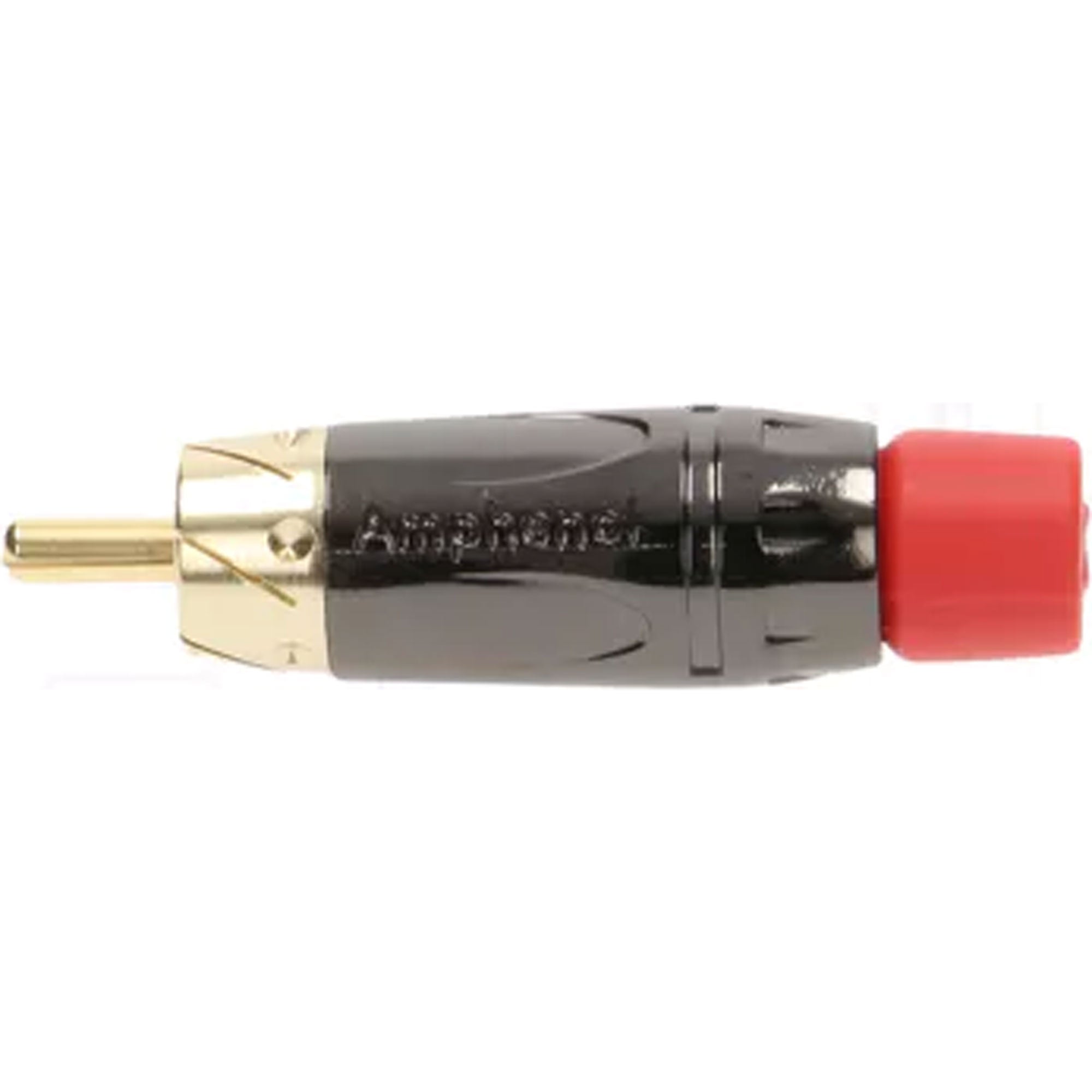 Amphenol ACPL-CRD Gold Plated Male RCA Phono Cable Mount Connector (Black Chrome/Red, 10 Pack)