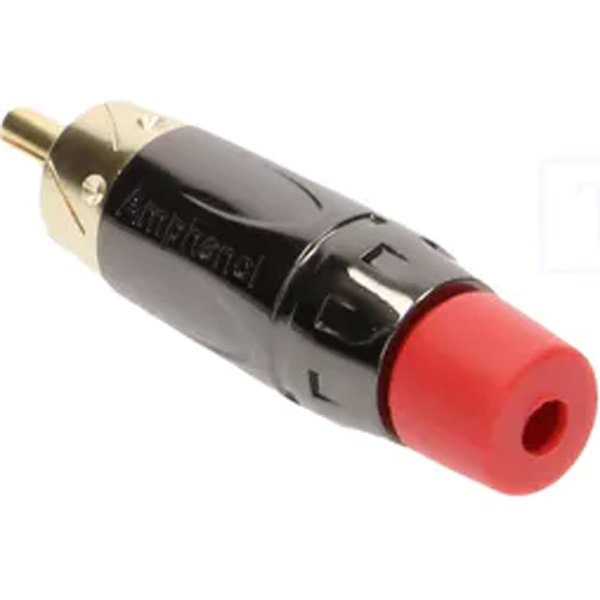 Amphenol ACPL-CRD Gold Plated Male RCA Phono Cable Mount Connector (Black Chrome/Red, 10 Pack)