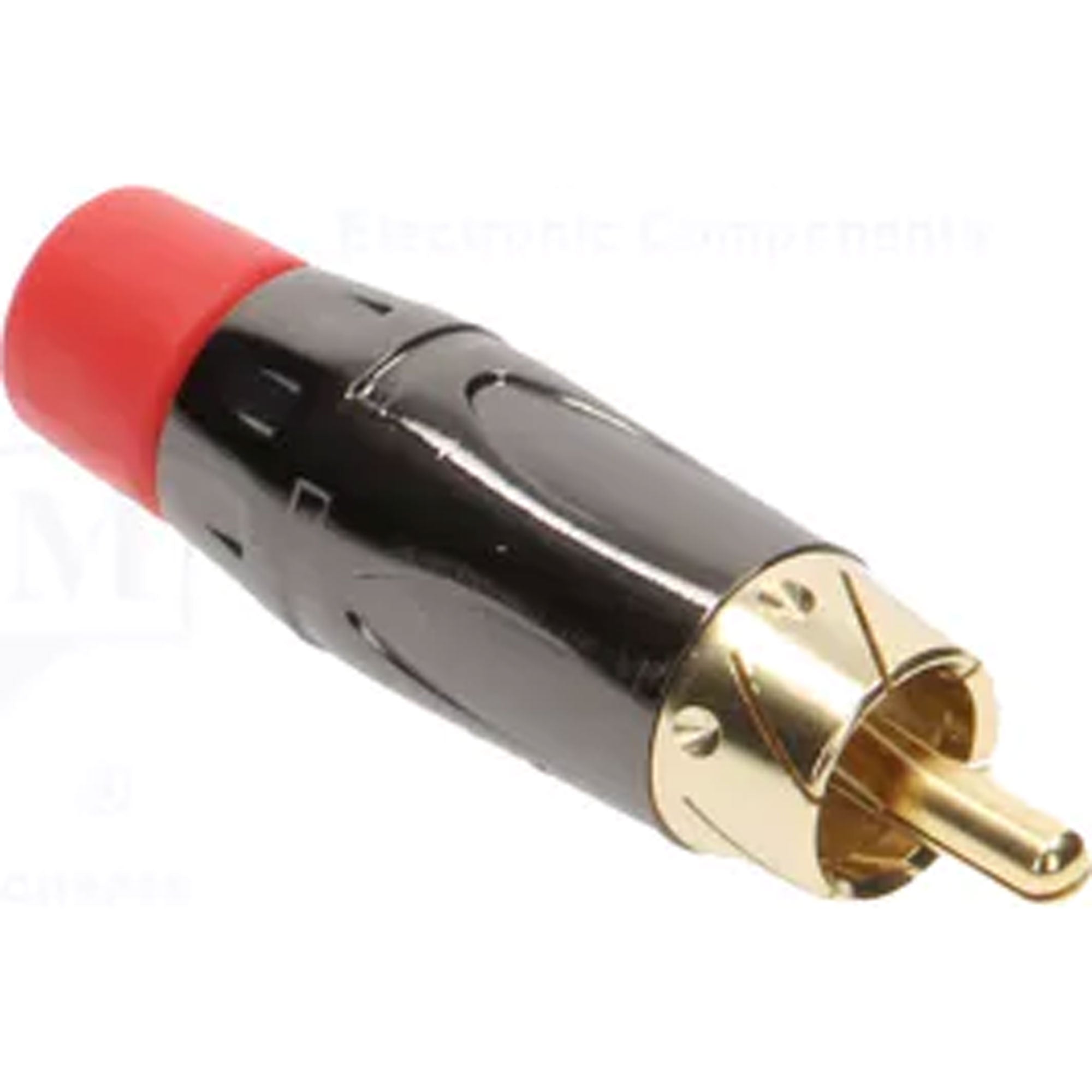 Amphenol ACPL-CRD Gold Plated Male RCA Phono Cable Mount Connector (Black Chrome/Red, 10 Pack)