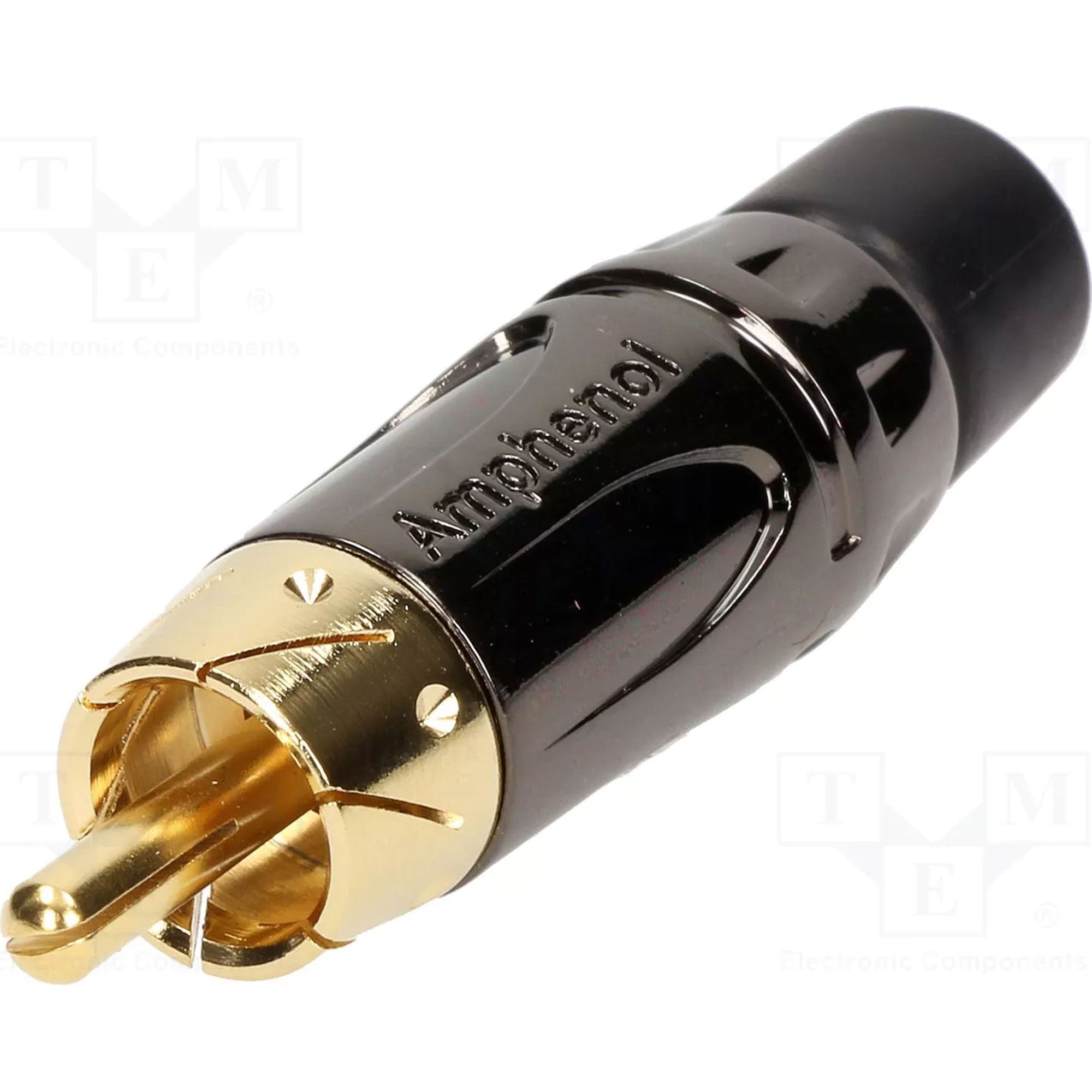 Amphenol ACPL-CBK Gold Plated Male RCA Phono Cable Mount Connector (Black Chrome/Black, 50 Pack)