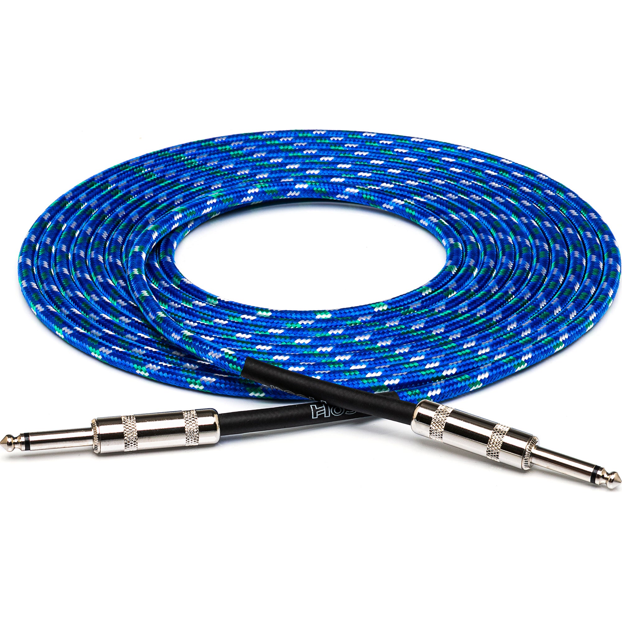 Hosa 3GT-18C2 Cloth Guitar Cable (Blue/Green/White)