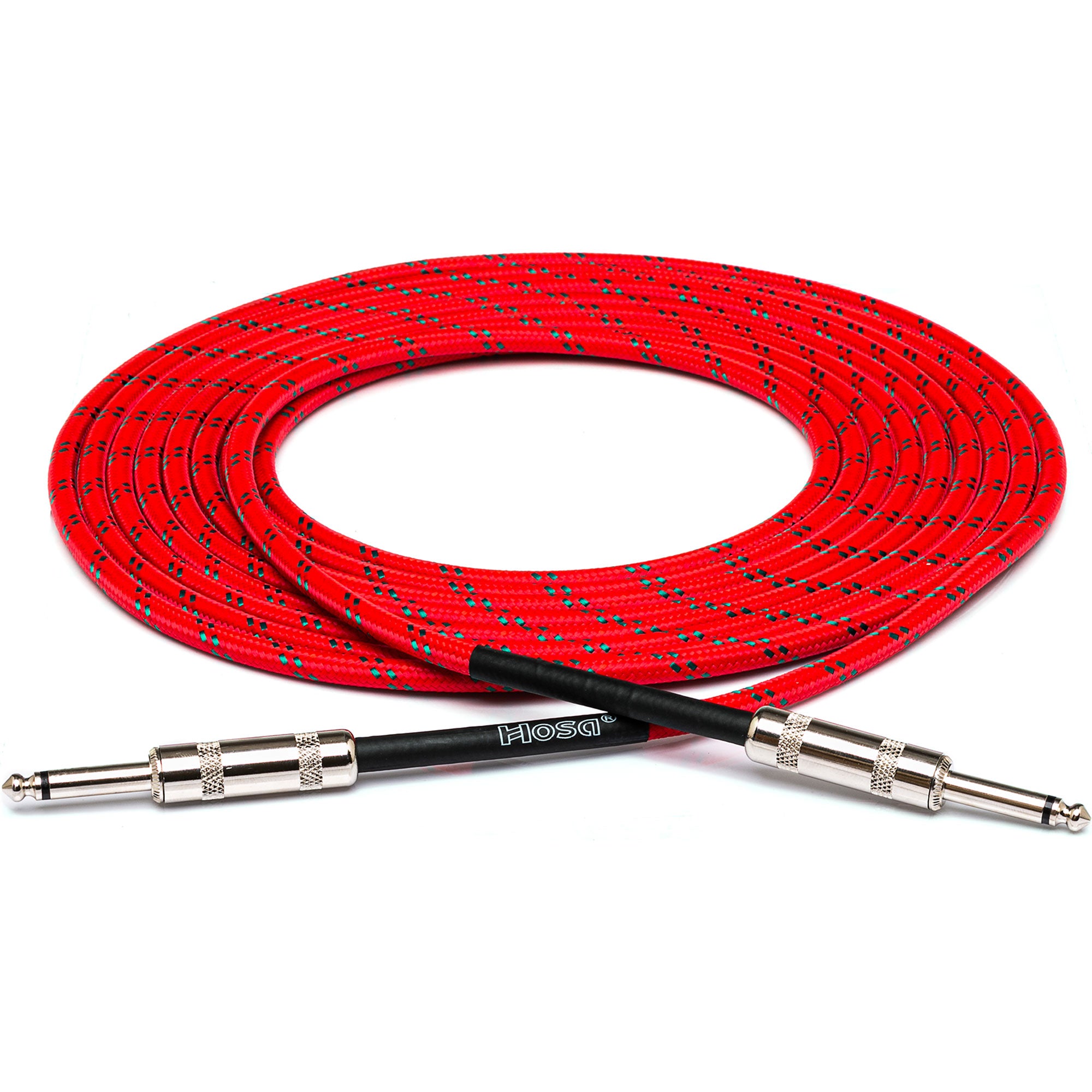 Hosa 3GT-18C3 Cloth Guitar Cable (Red/Green)