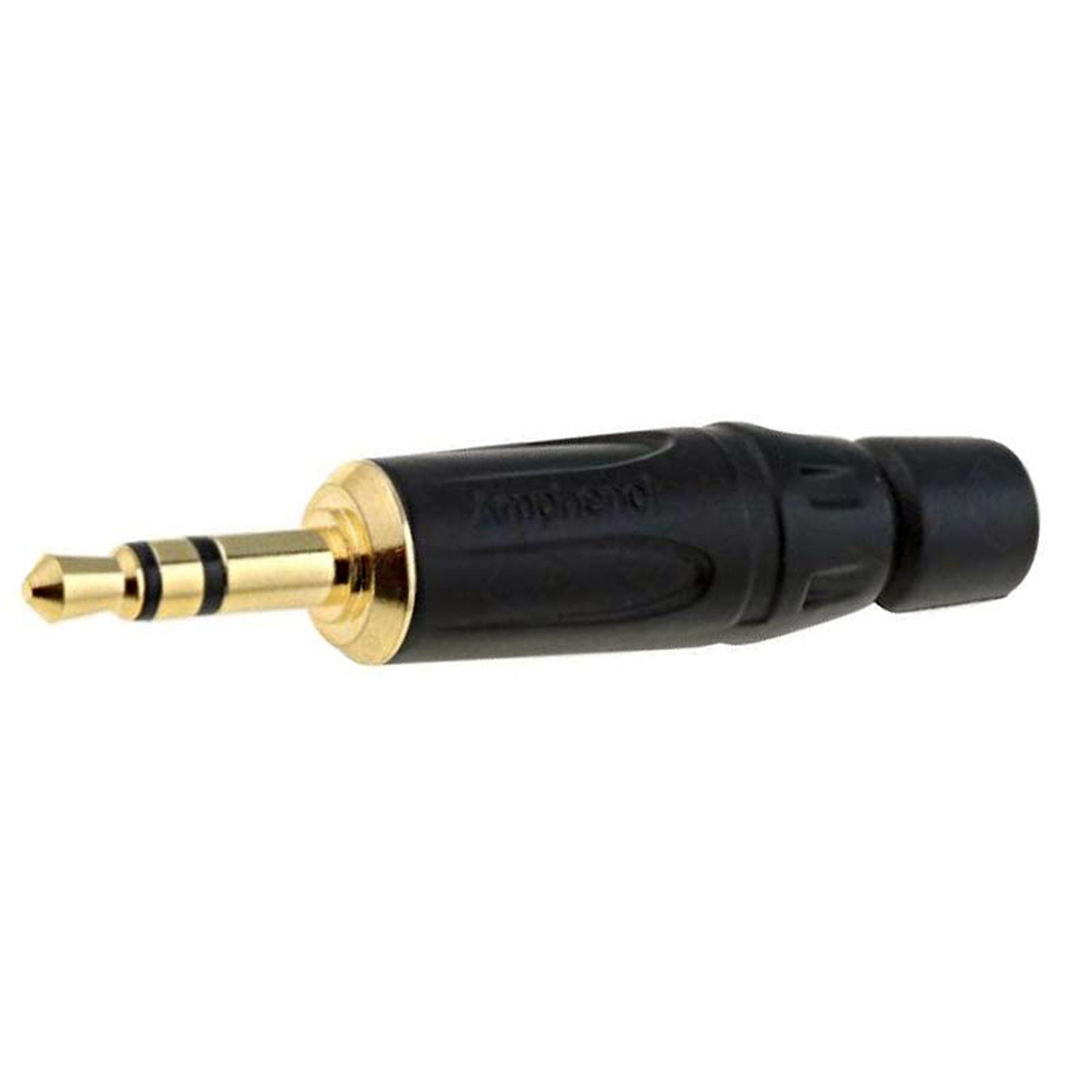 Amphenol KS3PB-AU 3.5mm TRS Stereo Mini Plug Cable Mount Connector (Black/Gold, Box of 100)