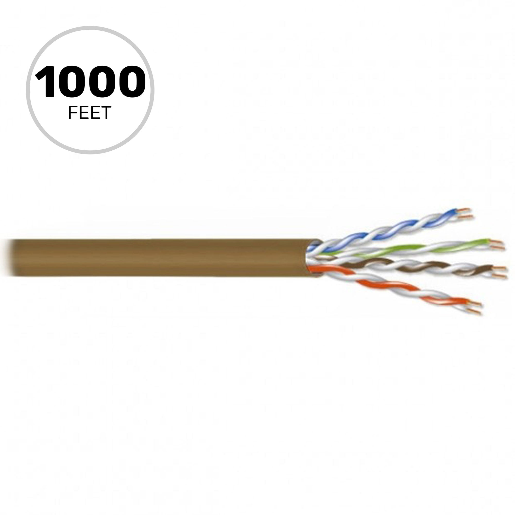 West Penn 4245EZ 24AWG 4-Pair Unshielded Cat 5e UTP CMR Ethernet Cable (Brown, 1000' Roll)