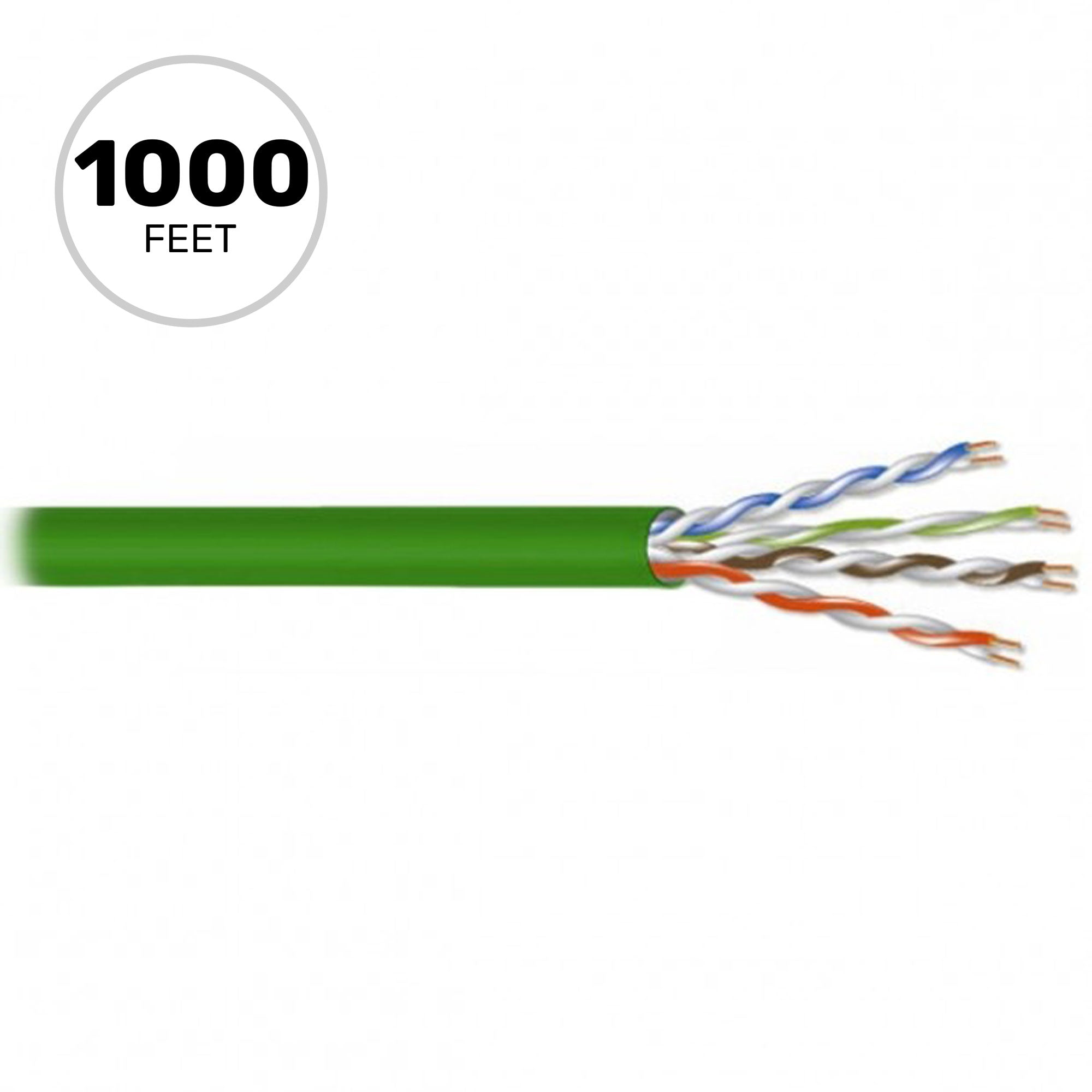 West Penn 4245EZ 24AWG 4-Pair Unshielded Cat 5e UTP CMR Ethernet Cable (Green, 1000' Roll)